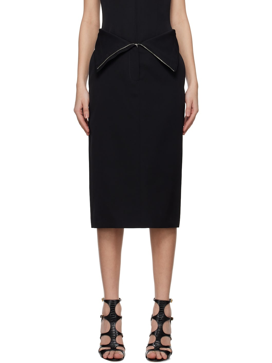 Black Split Hem Midi Skirt - 1