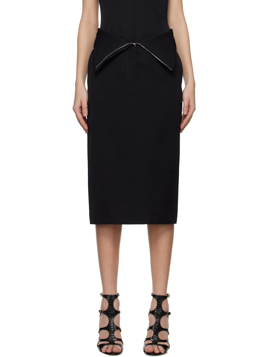 Black Split Hem Midi Skirt - 1