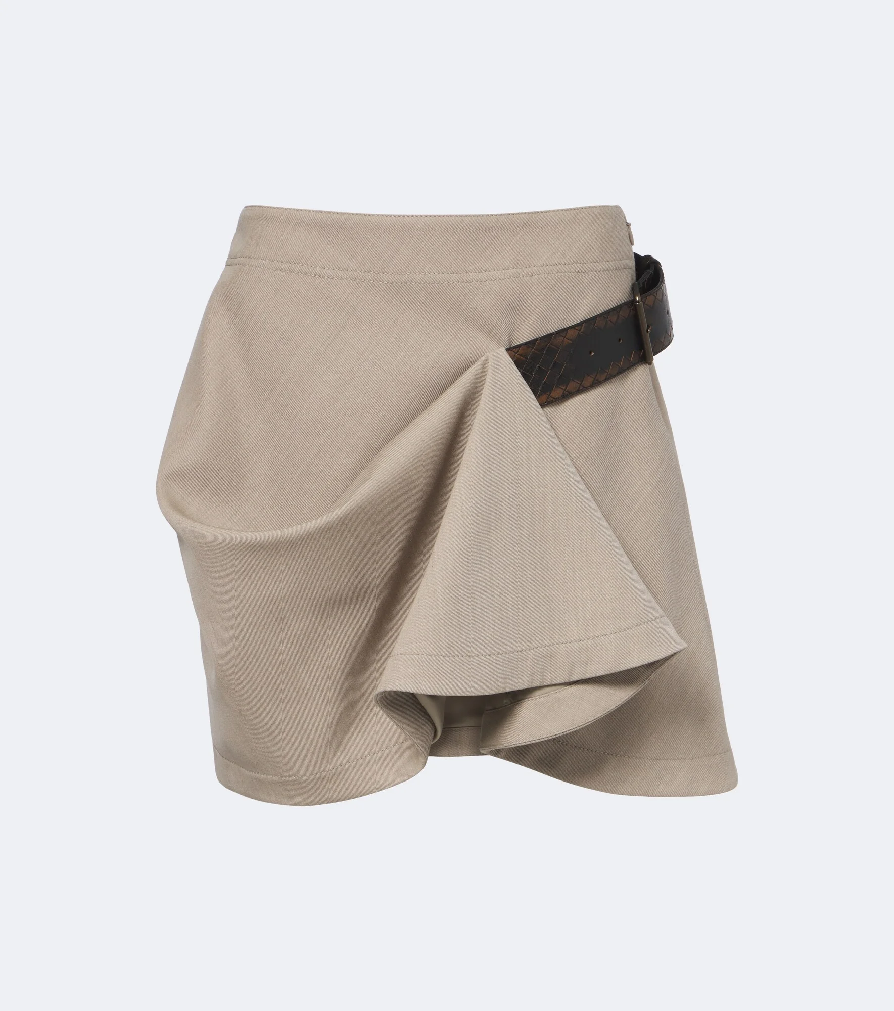 Intrecciato belted draped wool miniskirt - 1