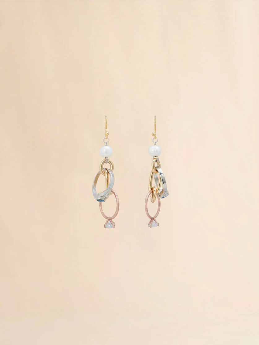 DROP EARRINGS WITH CHAINS AND RINGS - 1