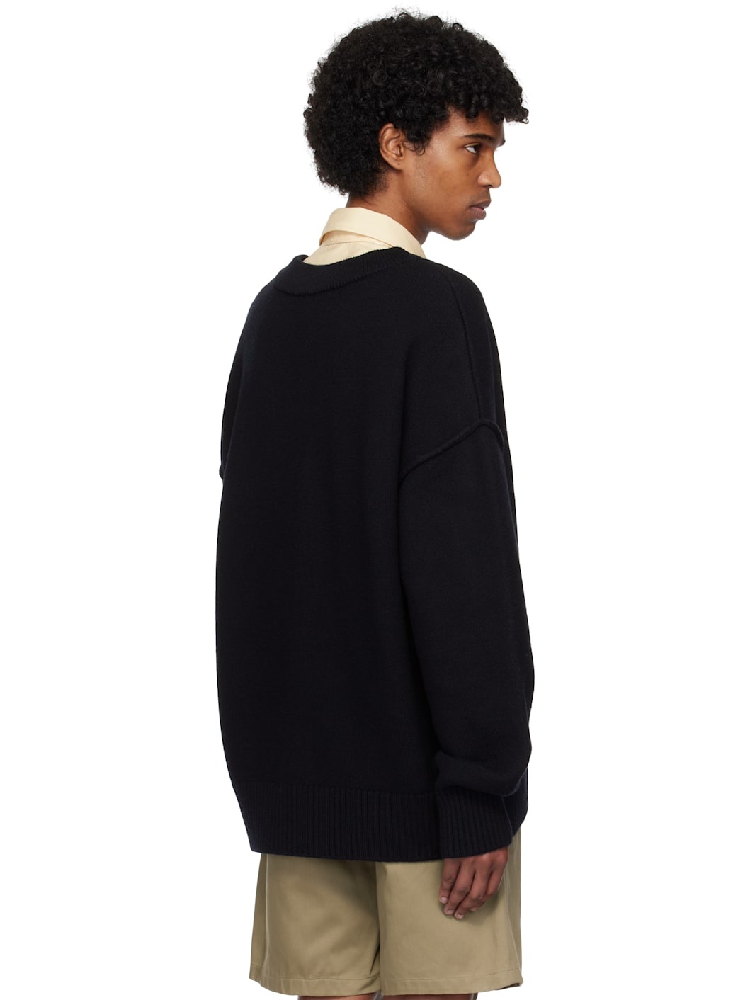 Black Wool Ami de Coeur Cardigan - 3
