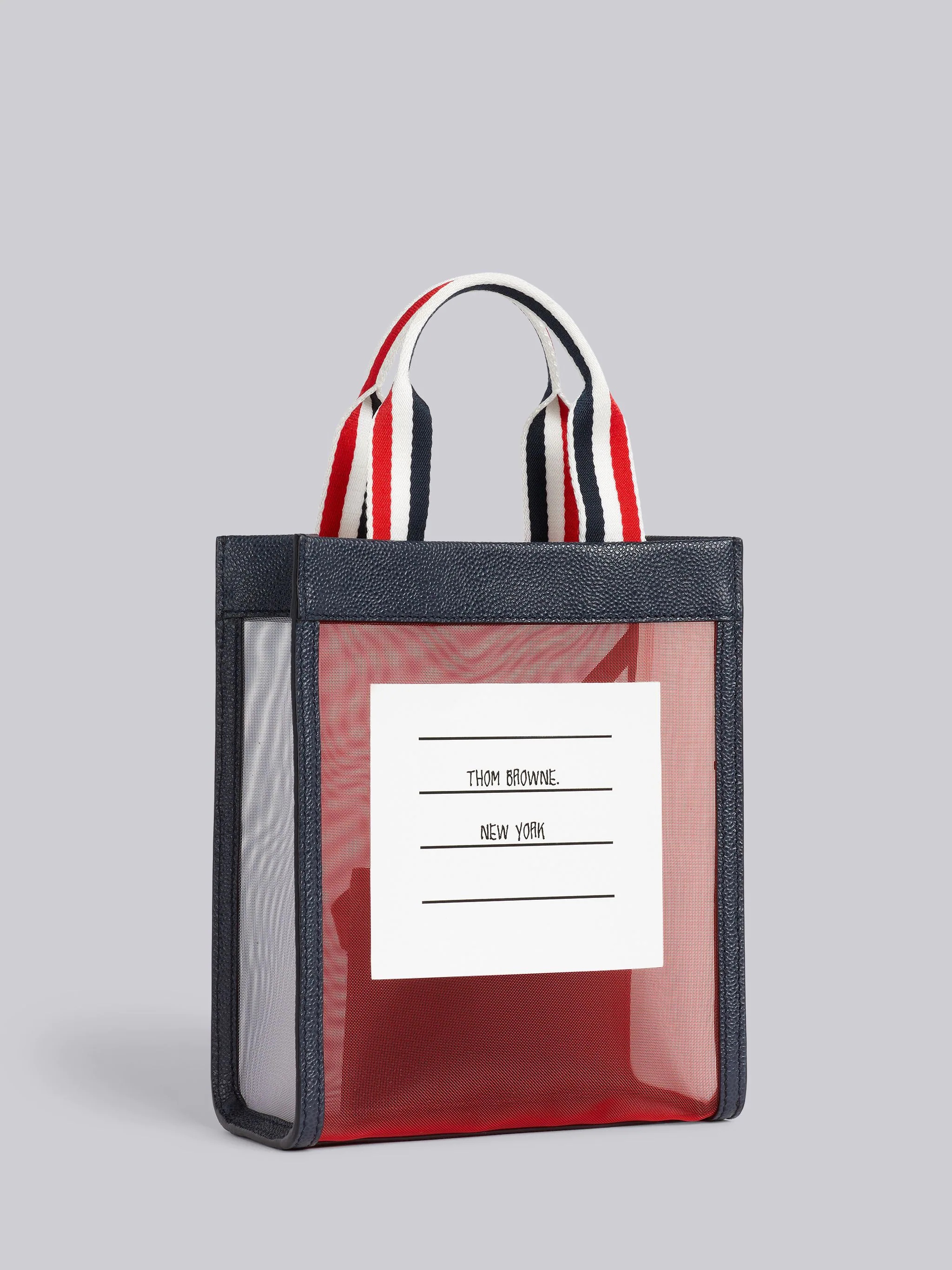 Multicolor Fun-Mix Mesh Paper Handle Stripe Handle Small Tote - 3