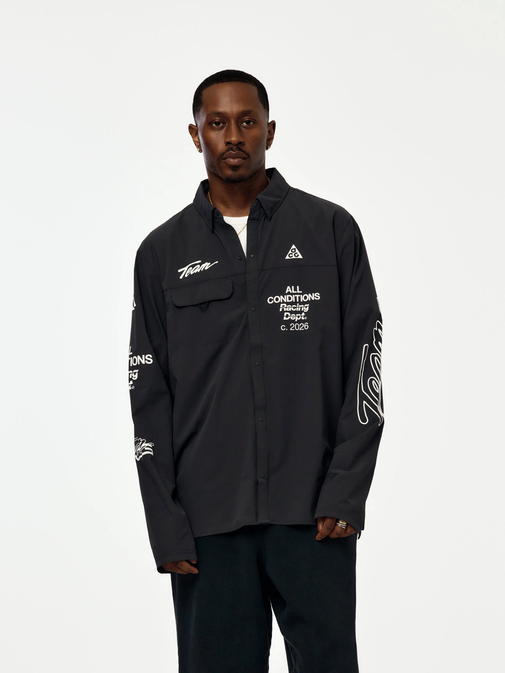 NIKE ACG AIREEZ BUTTON-UP LONG-SLEEVE (DK SMOKE GREY/WHITE) - 1