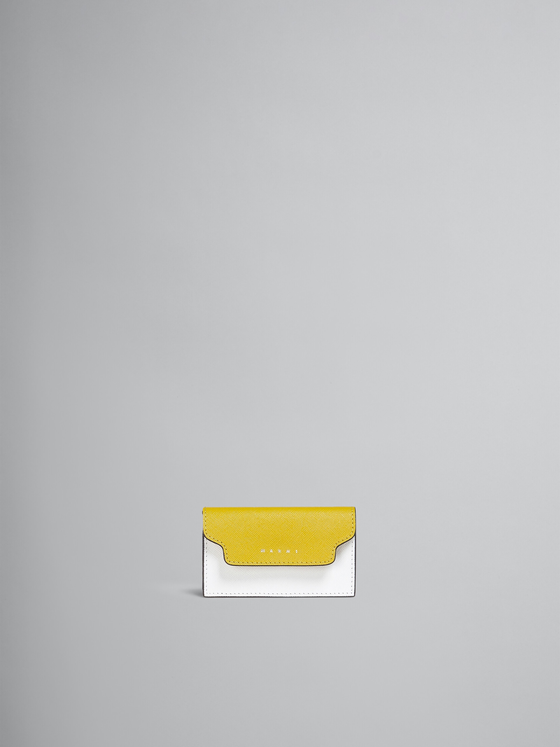 YELLOW AND WHITE SAFFIANO BUSINESS CARD CASE - 1