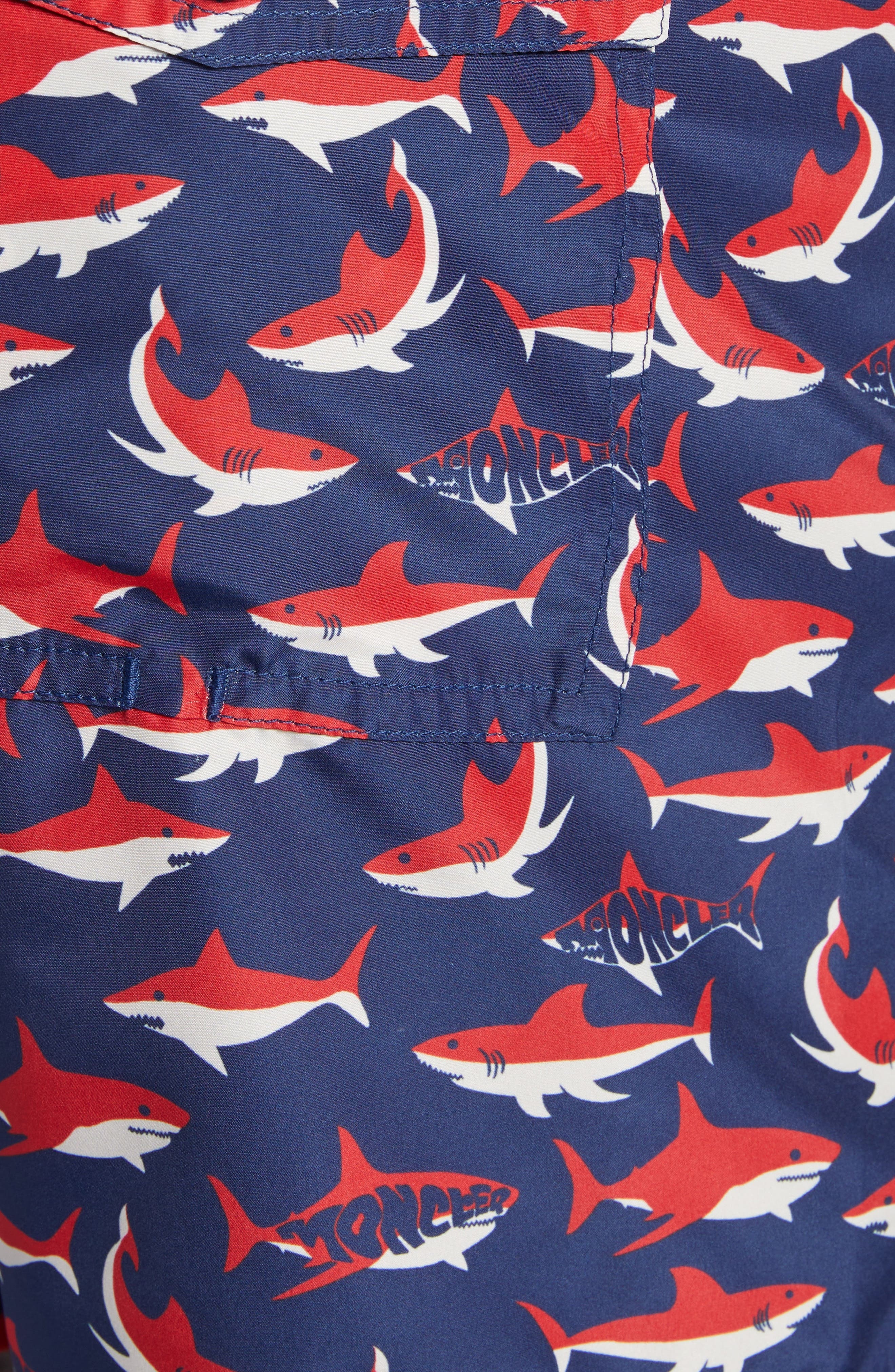 Moncler Shark Print Swim Trunks in Navy Blue at Nordstrom - 5