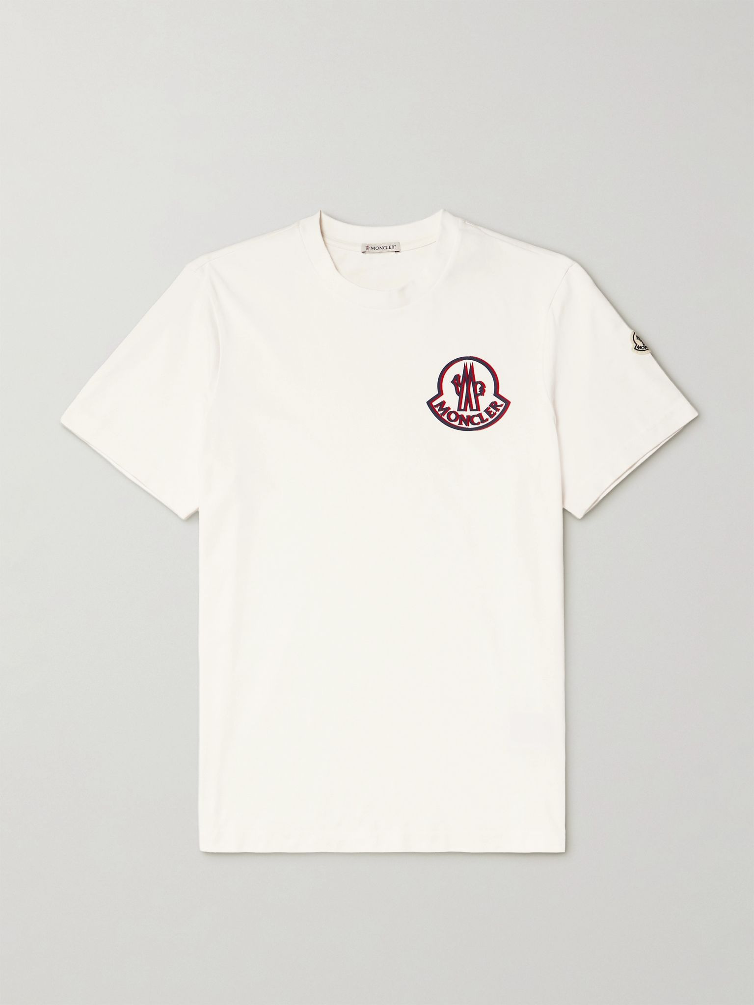 Logo-Flocked Appliquéd Cotton-Jersey T-Shirt White - 1