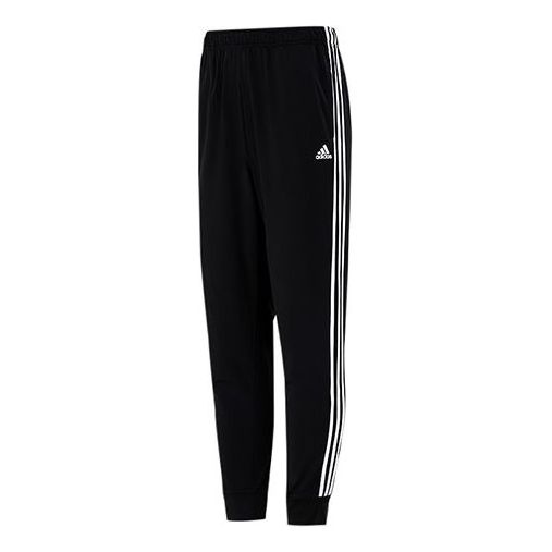 Men's adidas 3s Jog Tp Tri Stripe Splicing Bundle Feet Sports Pants/Trousers/Joggers Autumn Black H4 - 1