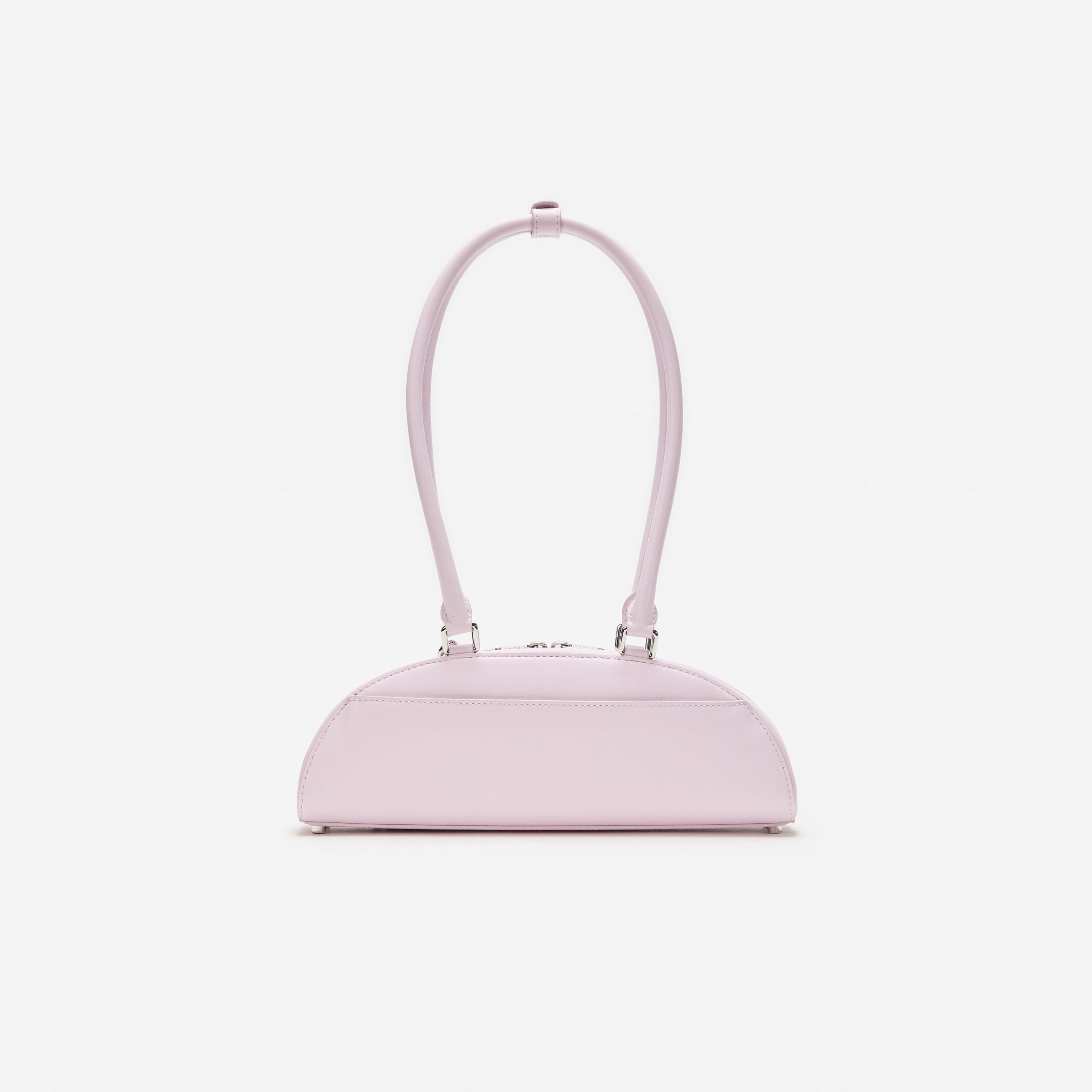 Lilac Leather Curved Charm Shoulder Bag - 3