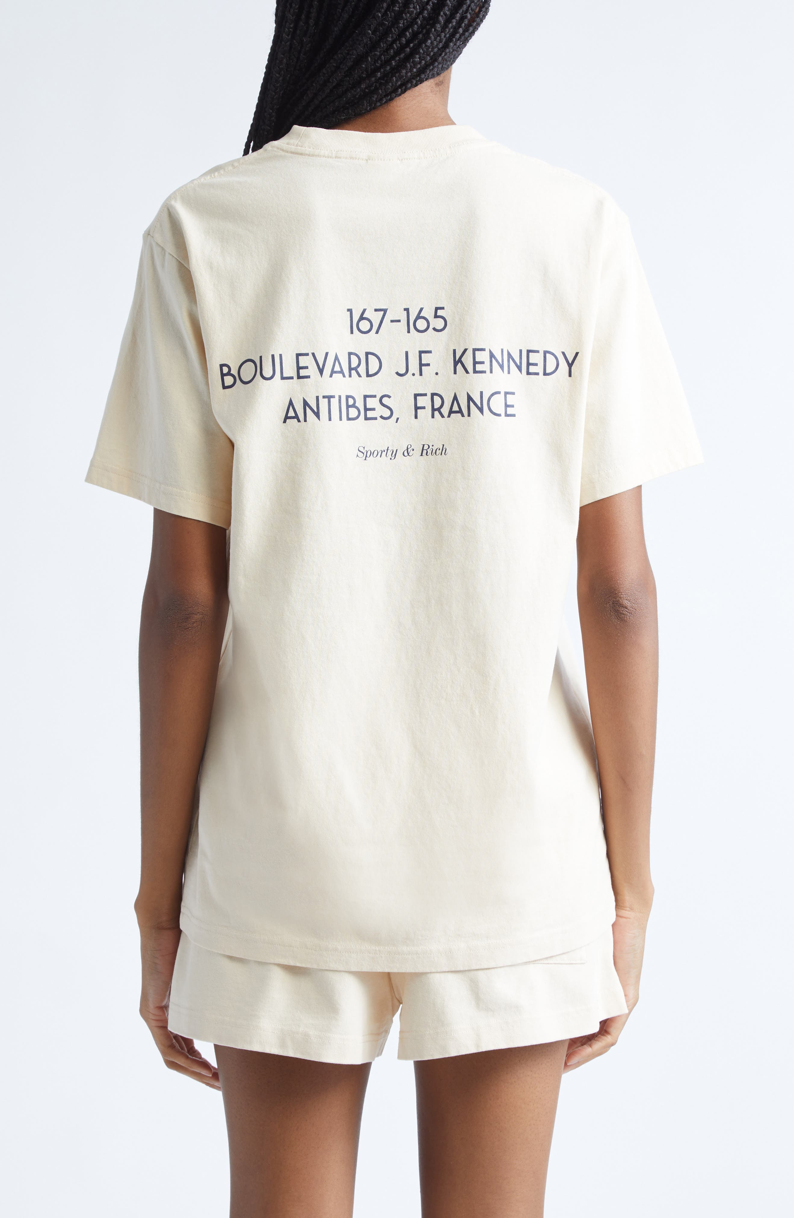 Sporty & Rich Kennedy Crest Cotton Graphic T-Shirt in Cream at Nordstrom - 3