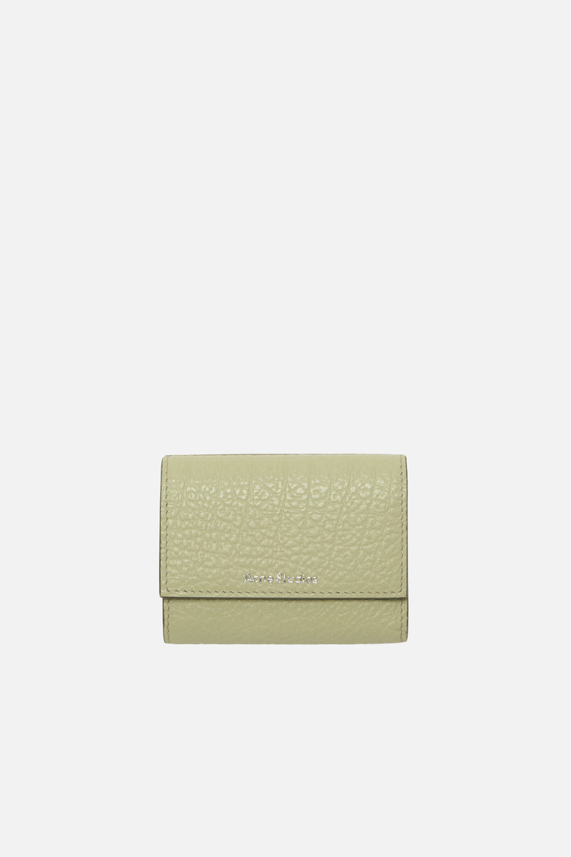 Trifold leather wallet - Sage green/herb green 1