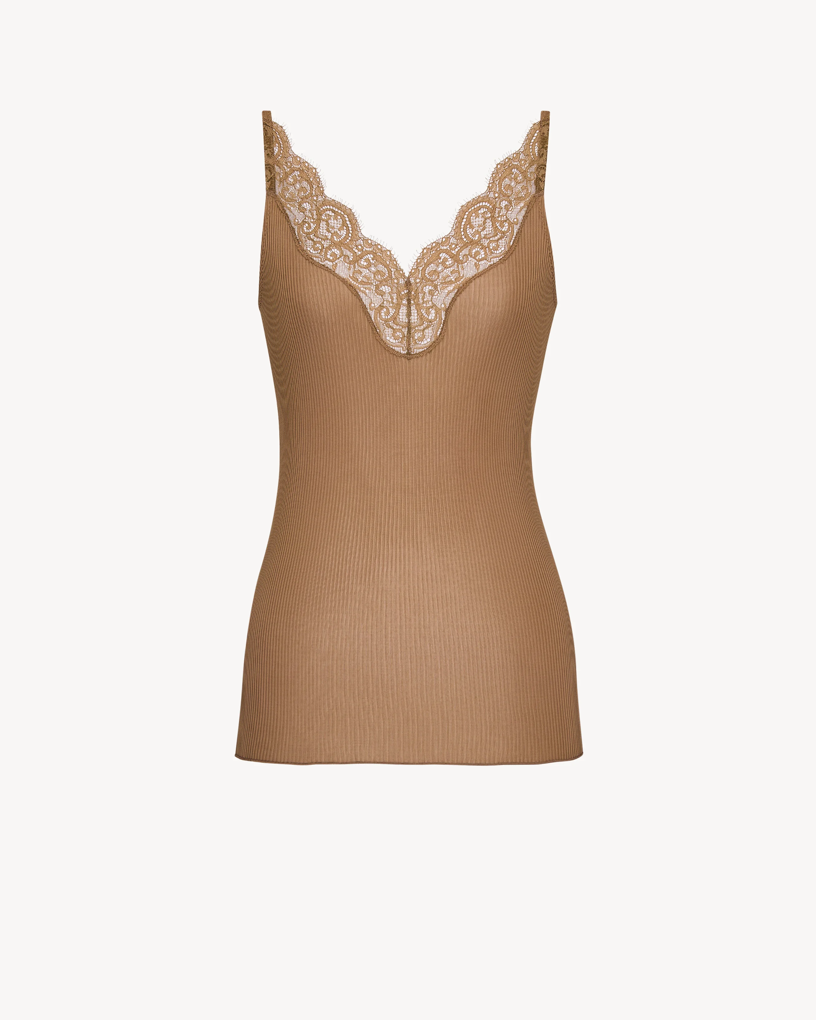 LACED TANK TOP IN RIBBED SILK JERSEY - 1