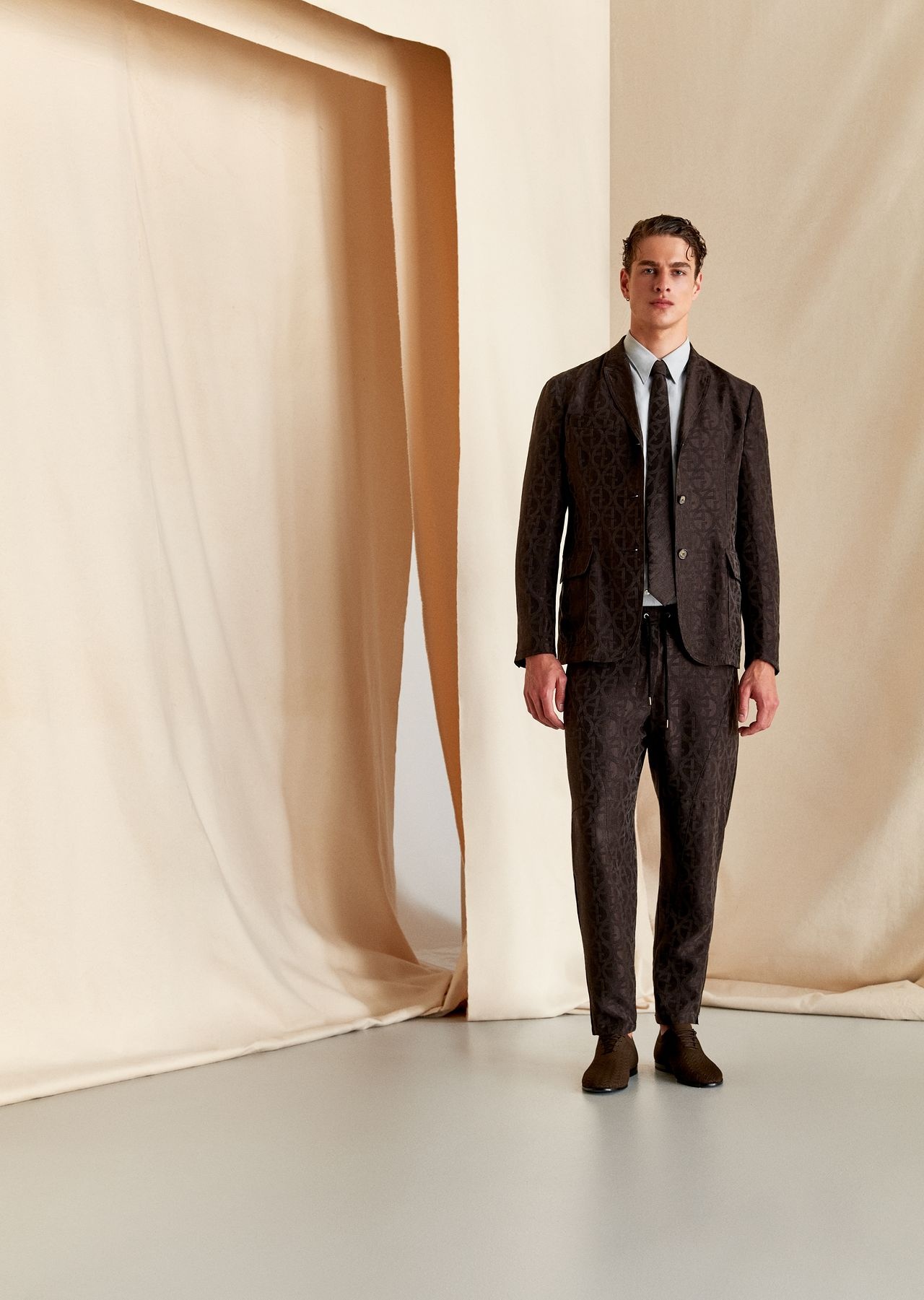 Single-breasted jacket in cupro jacquard with all-over ASV monogram logo - 7