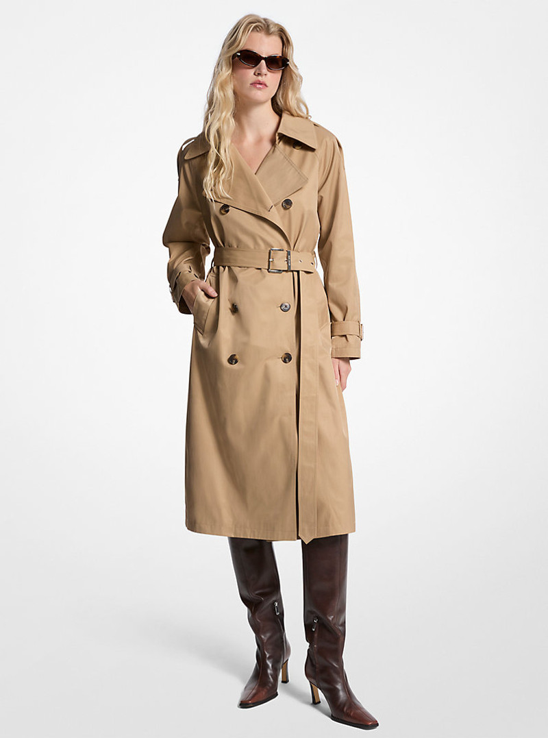 Cotton Blend Belted Trench Coat 1
