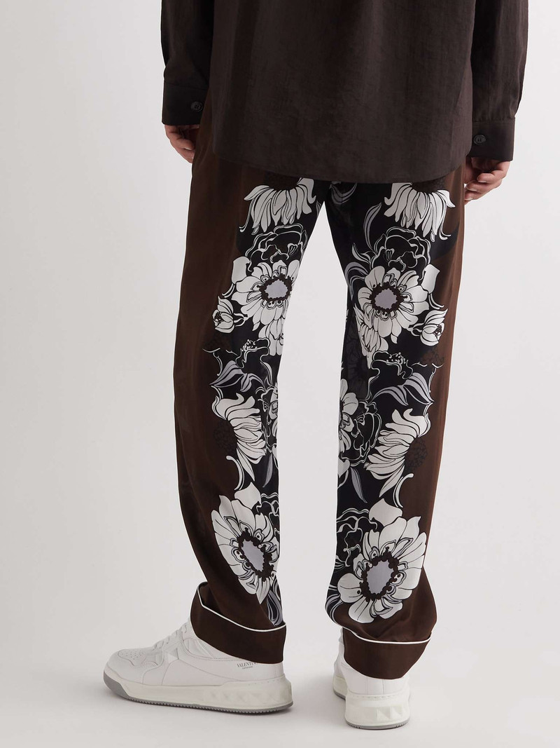 Straight-Leg Floral-Print Silk-Crepe Trousers 4