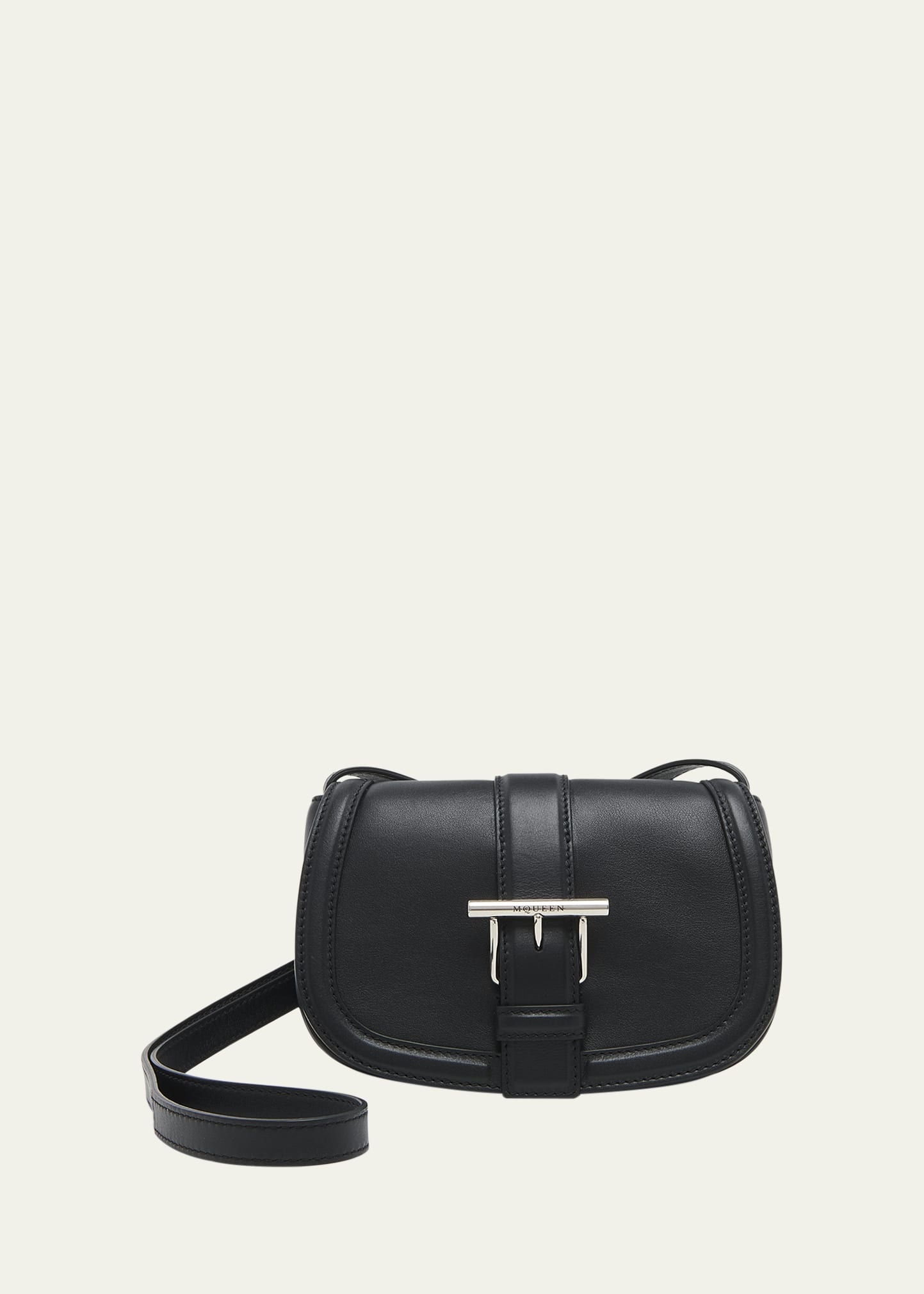 Mini T Bar Leather Saddle Crossbody Bag - 1
