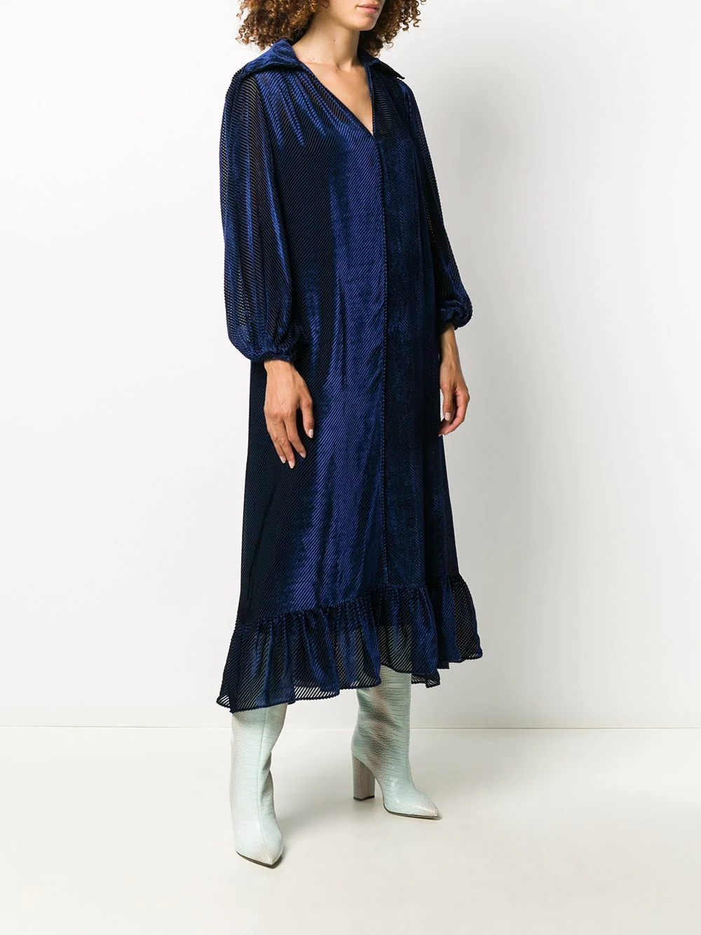 velvet-effect flared midi dress - 3