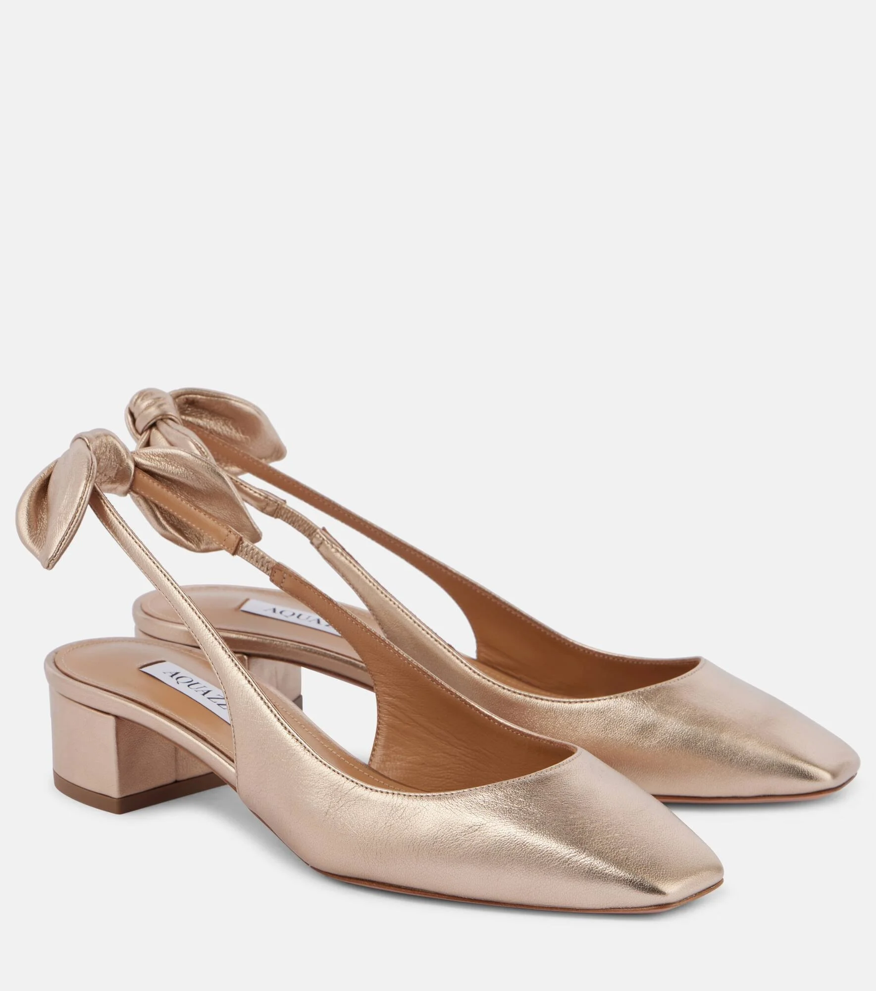 Very Bow 35 metallic leather slingback pumps - 1