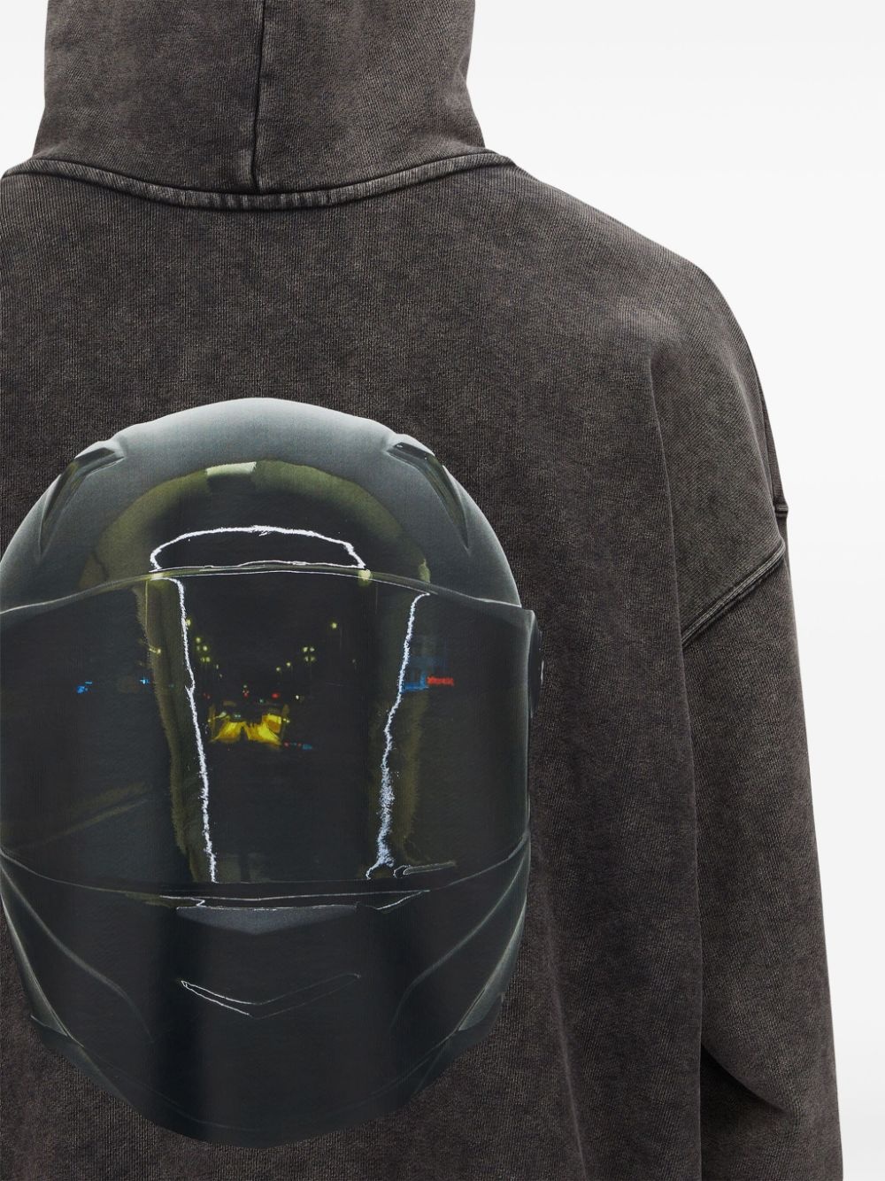 helmet print drawstring hoodie - 5
