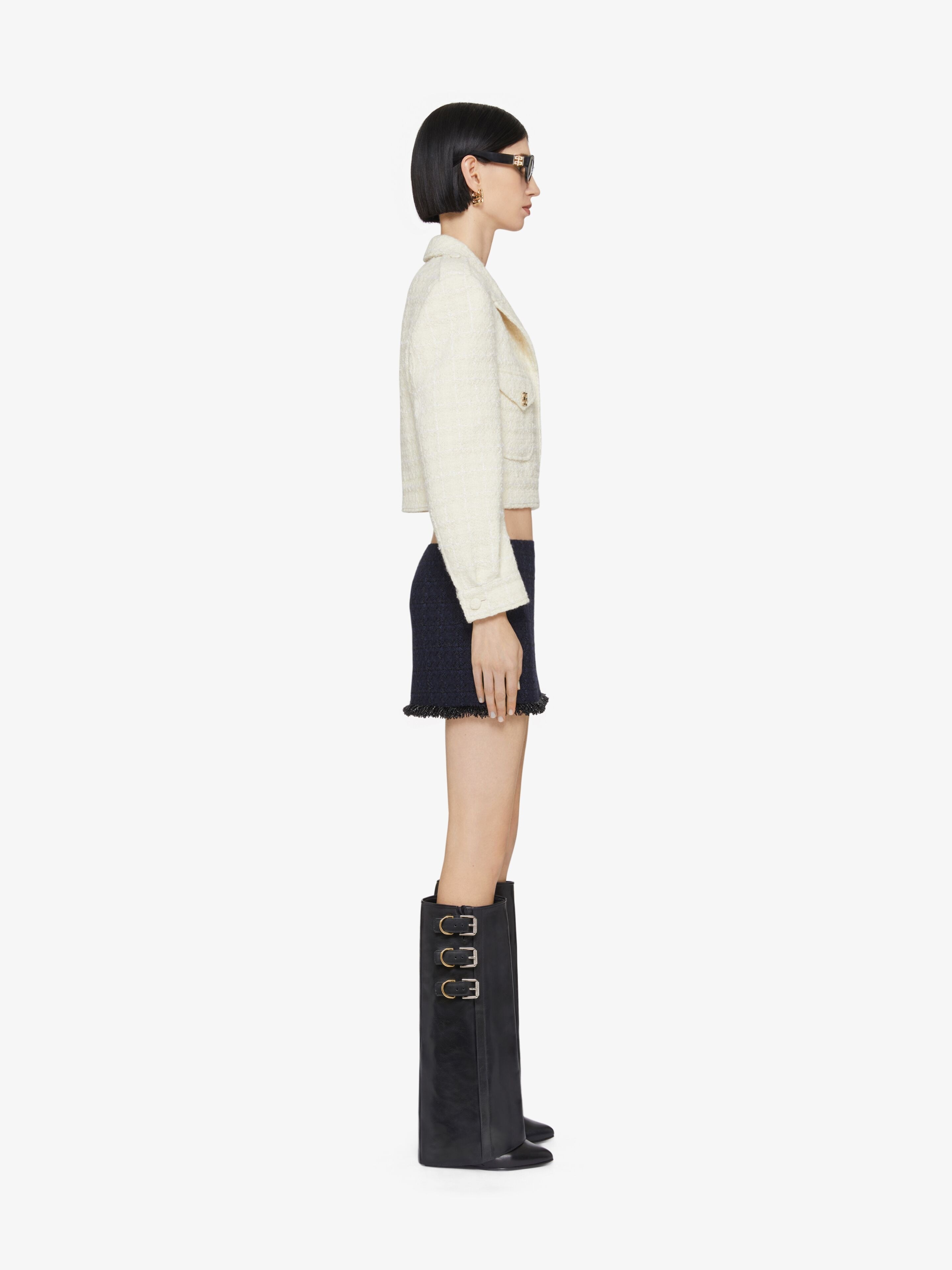 CROPPED JACKET IN TWEED WITH 4G DETAIL - 3
