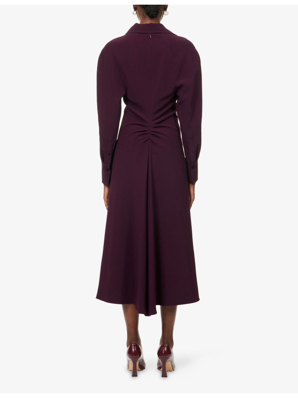 Regular-Fit Long-Sleeves Woven Midi Dress - 4