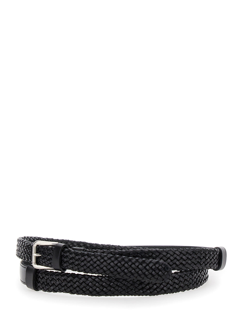 Dolce & Gabbana Men Black Belt With Buckle Closure And Interwoven Design In Leather Man - 2