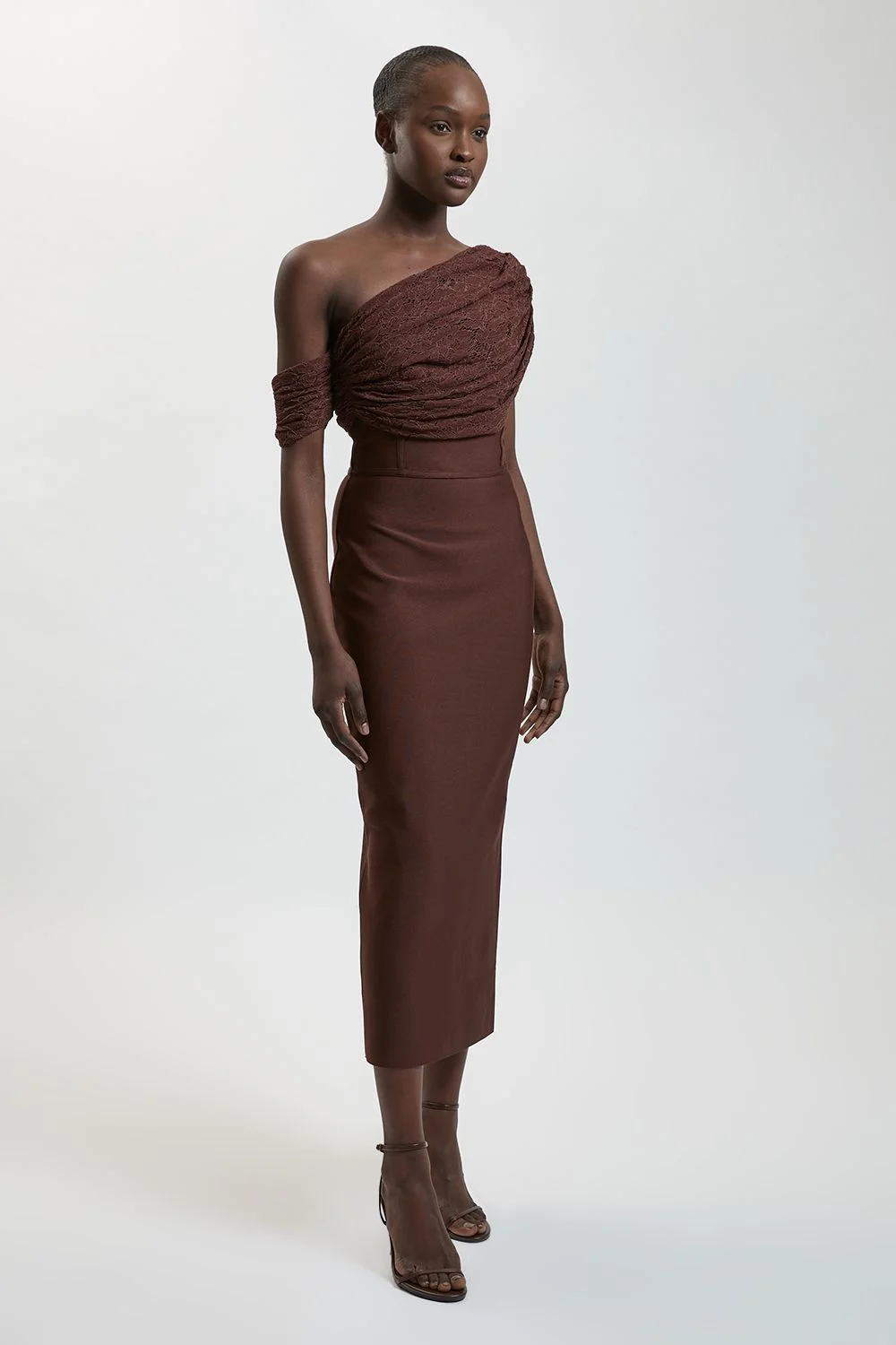 Bandage Knit Lace Figure Form Midi Dress - 1