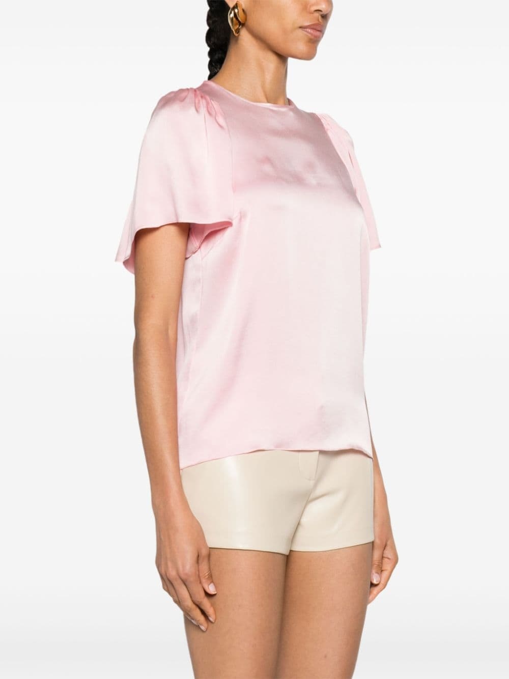 flutter-sleeve silk blouse - 3
