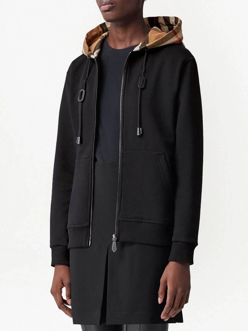 check cotton hoodie - 3