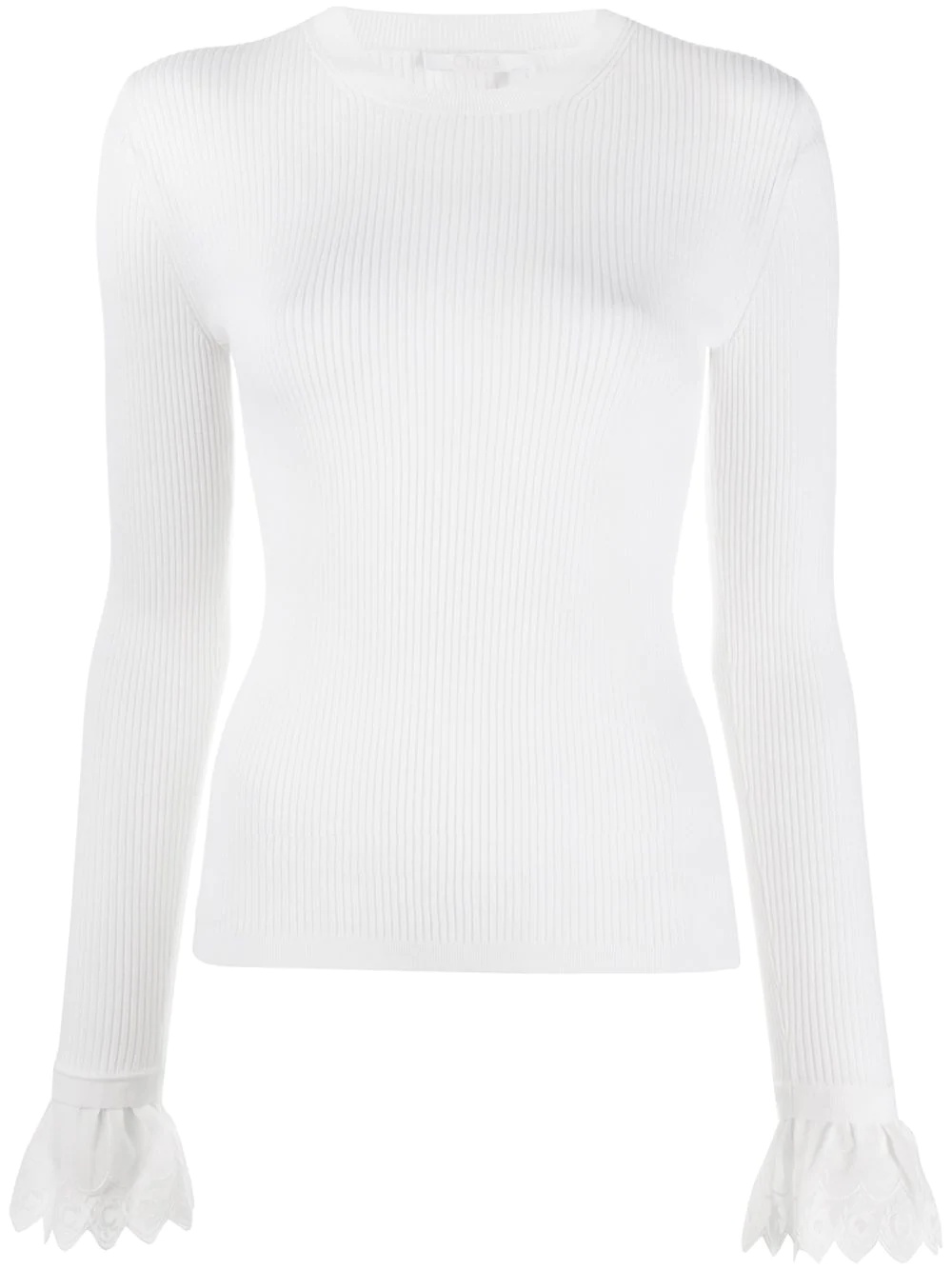 lace trim ribbed jumper - 1