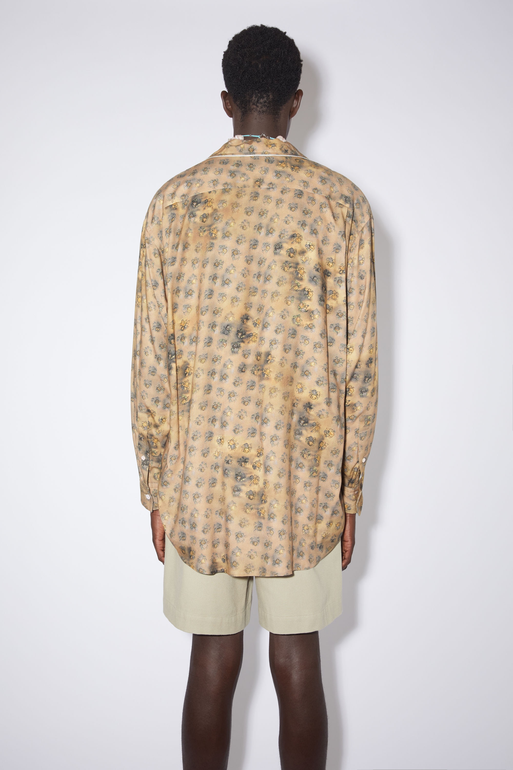 Printed button-up shirt - Sand beige/yellow - 3