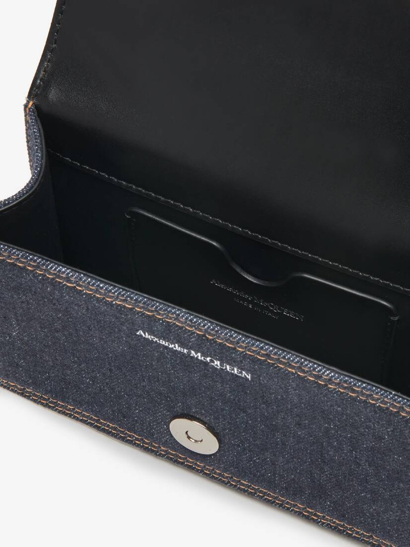 Women's The Biker Mini Jewelled Satchel in Denim 4