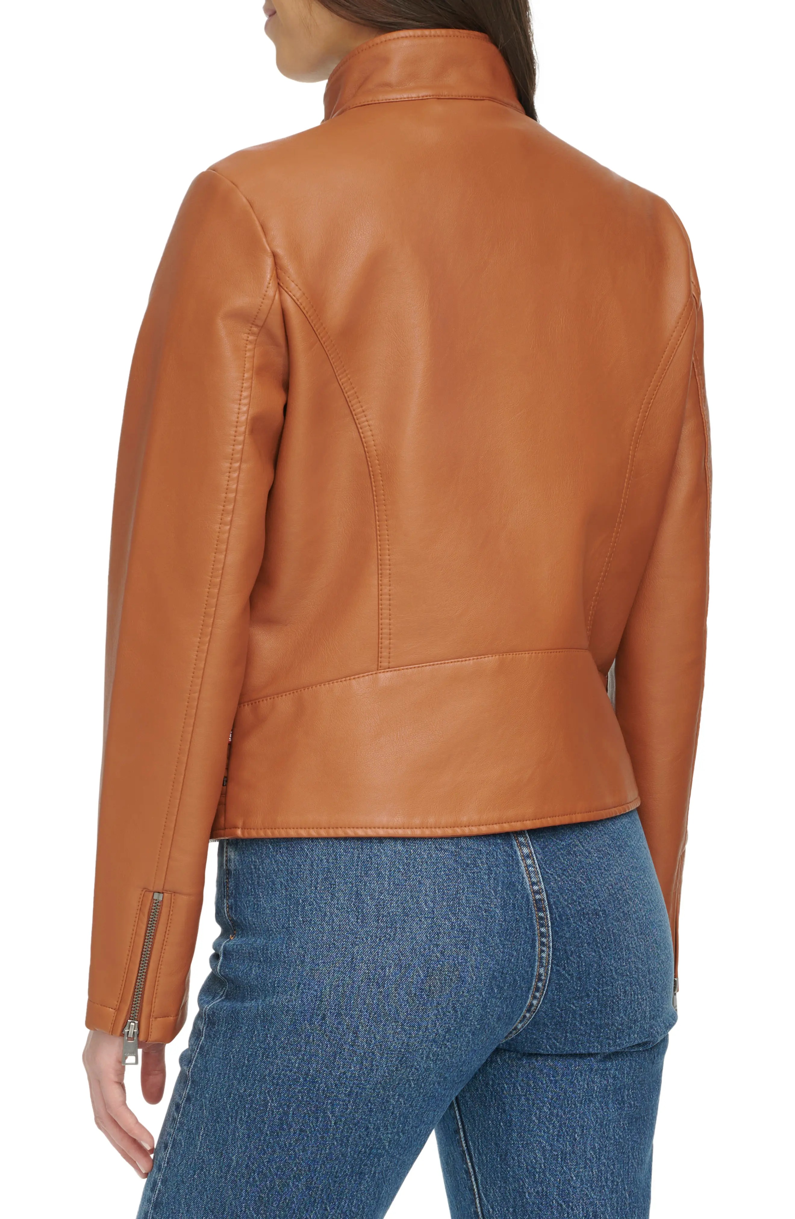 Women's Faux Leather Racer Jacket - 2