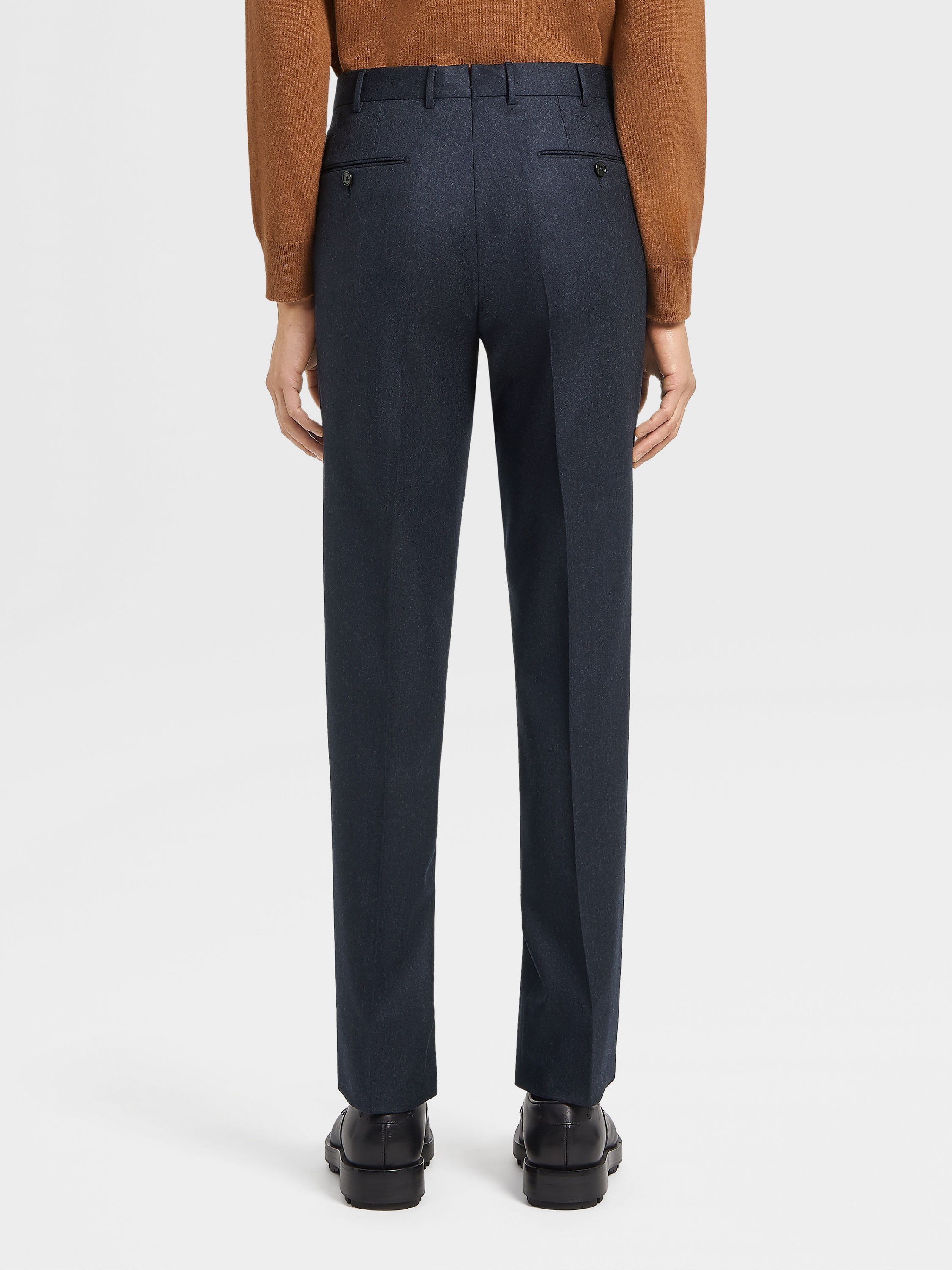 DARK BLUE WOOL TROUSERS - 3