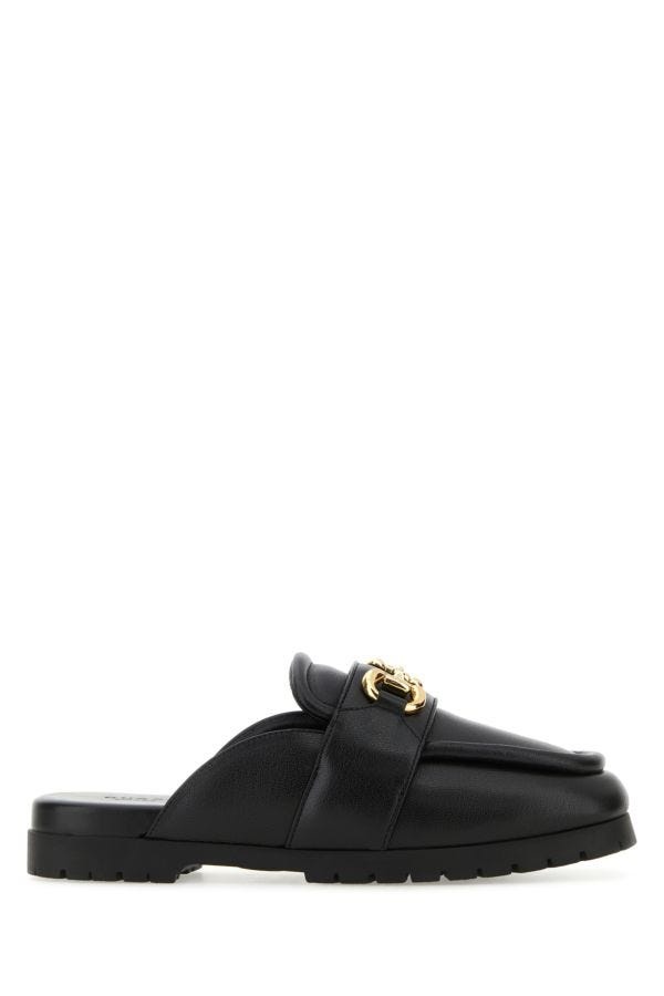 Gucci Woman Black Leather Slippers - 1
