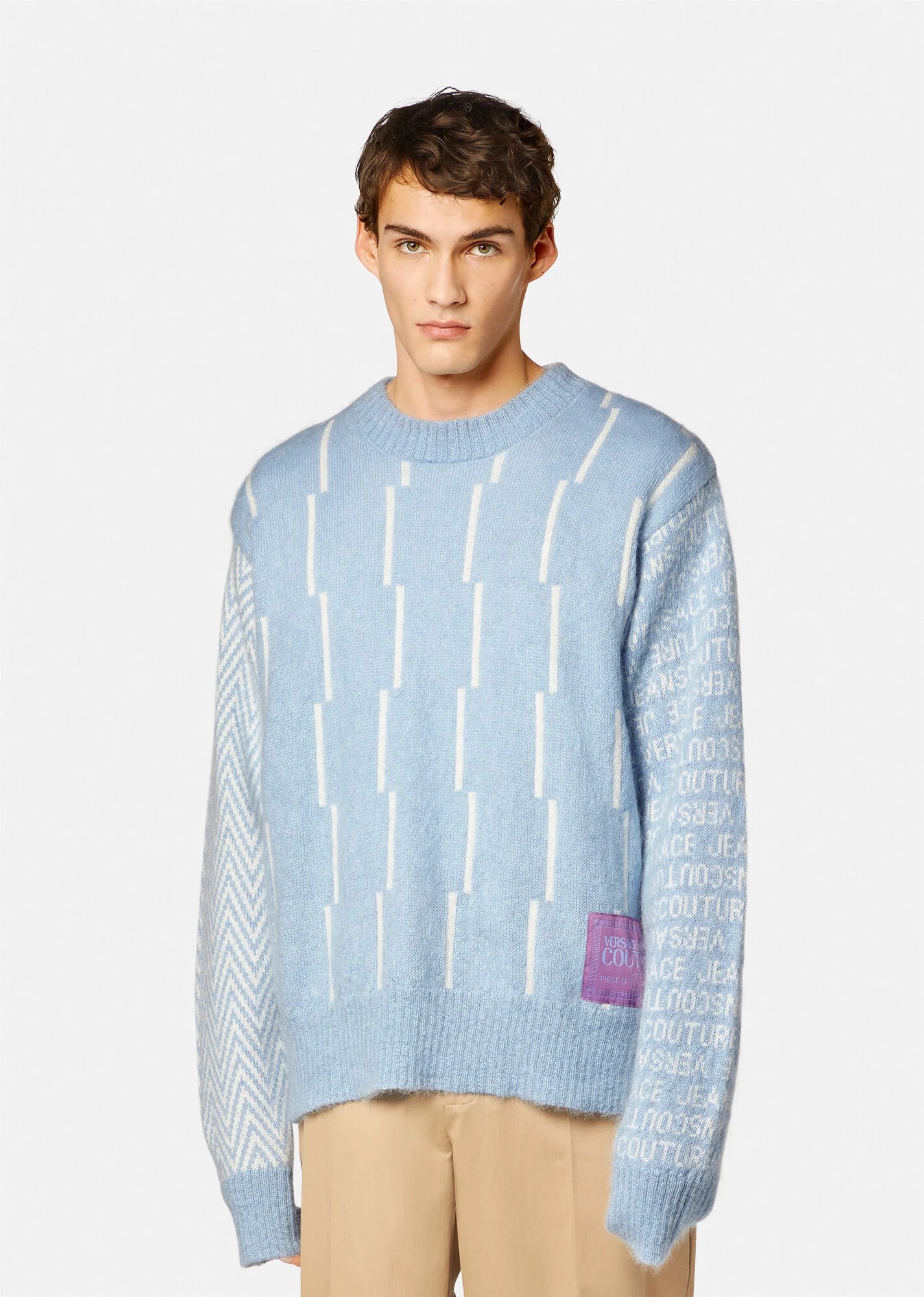 Piece Number Jacquard Knit Sweater - 3