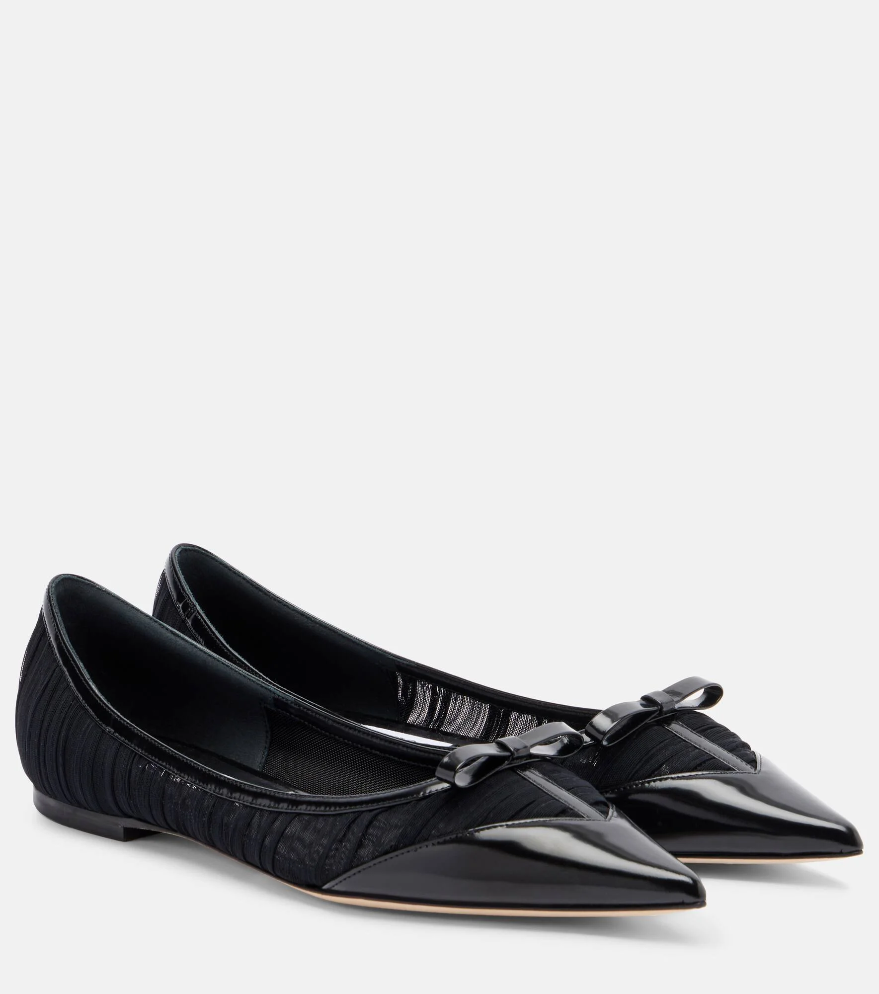 Love leather-trimmed mesh ballet flats - 1