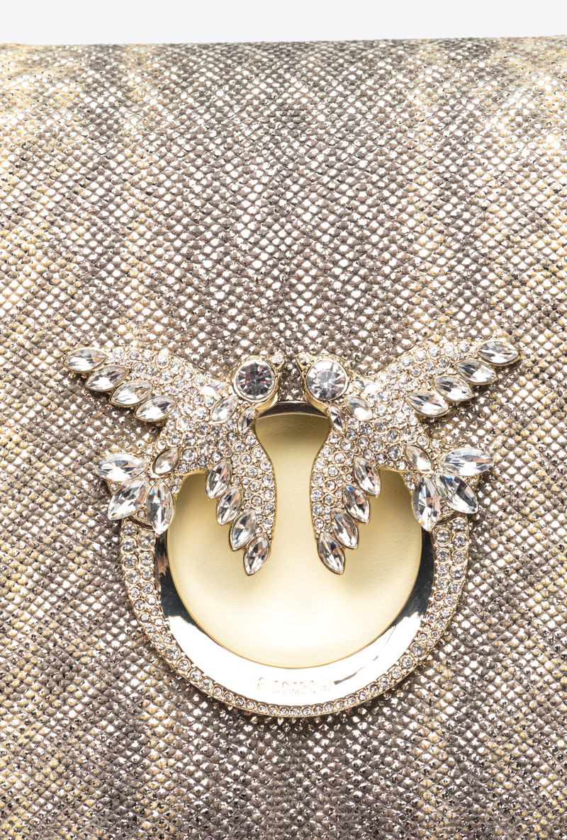 PINKO GALLERIA MINI CLICK CROSSBODY BAG IN GLITTERY REPTILE LEATHER 4