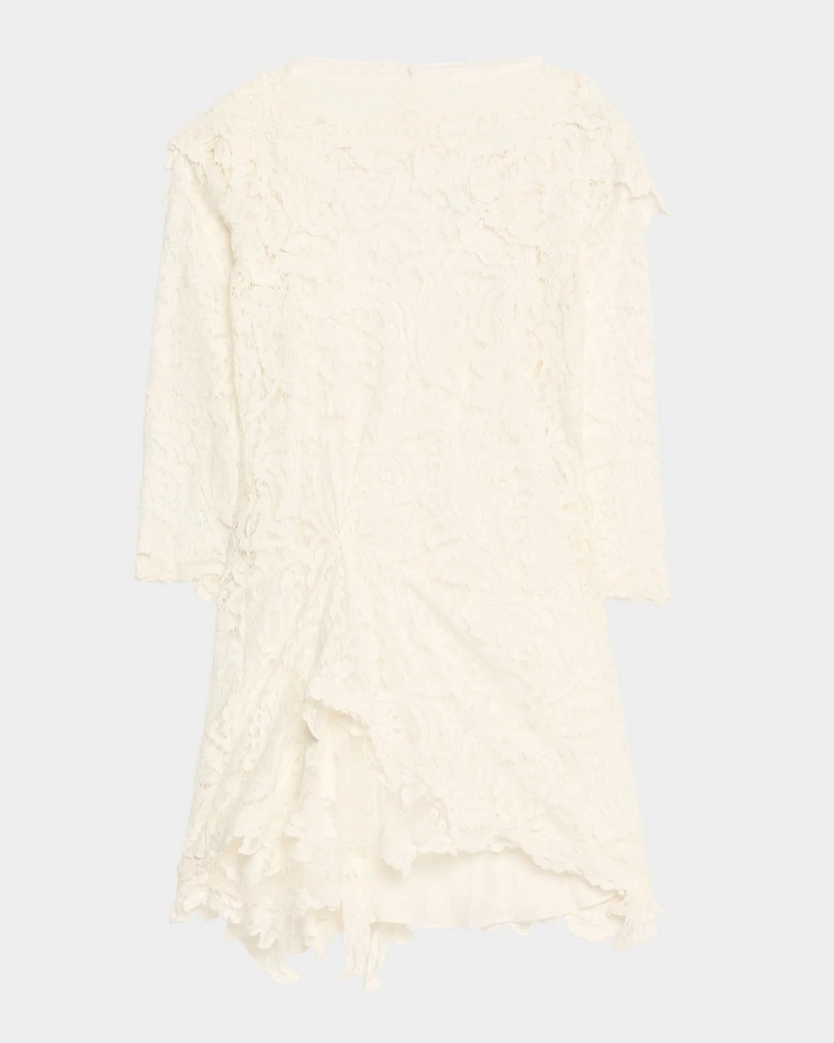 Rubiana Gathered Lace 3/4-Sleeve Mini Dress - 1