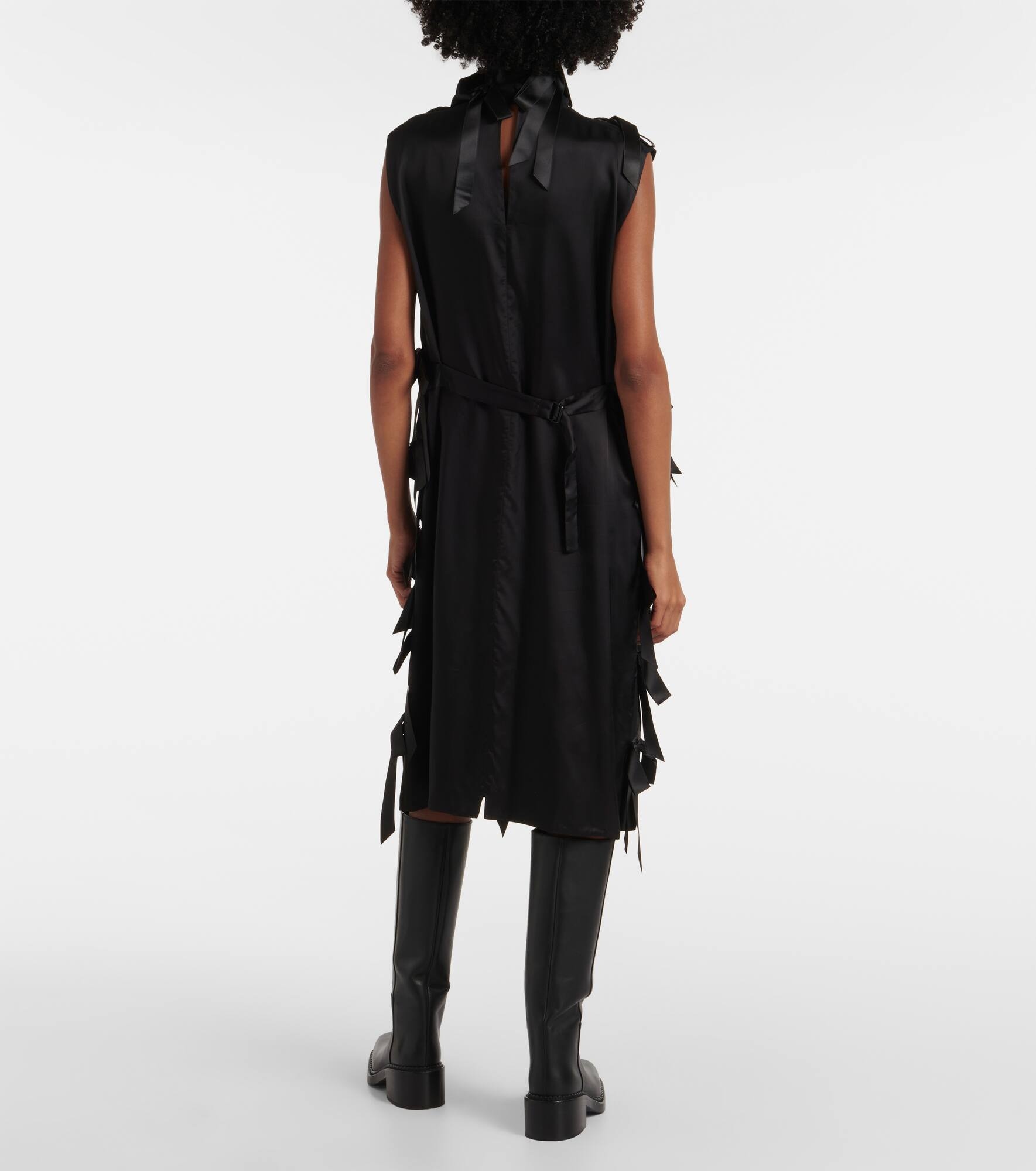 Bow-detail satin-trimmed sablé midi dress - 3
