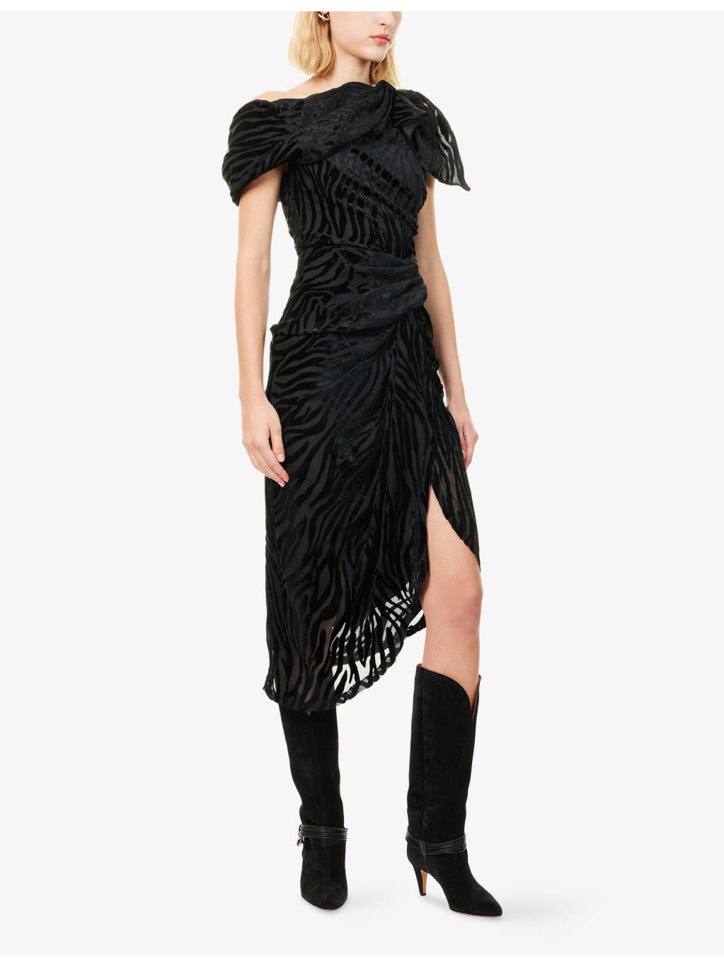 Atrium Cyane Draped Woven Midi Dress - 3