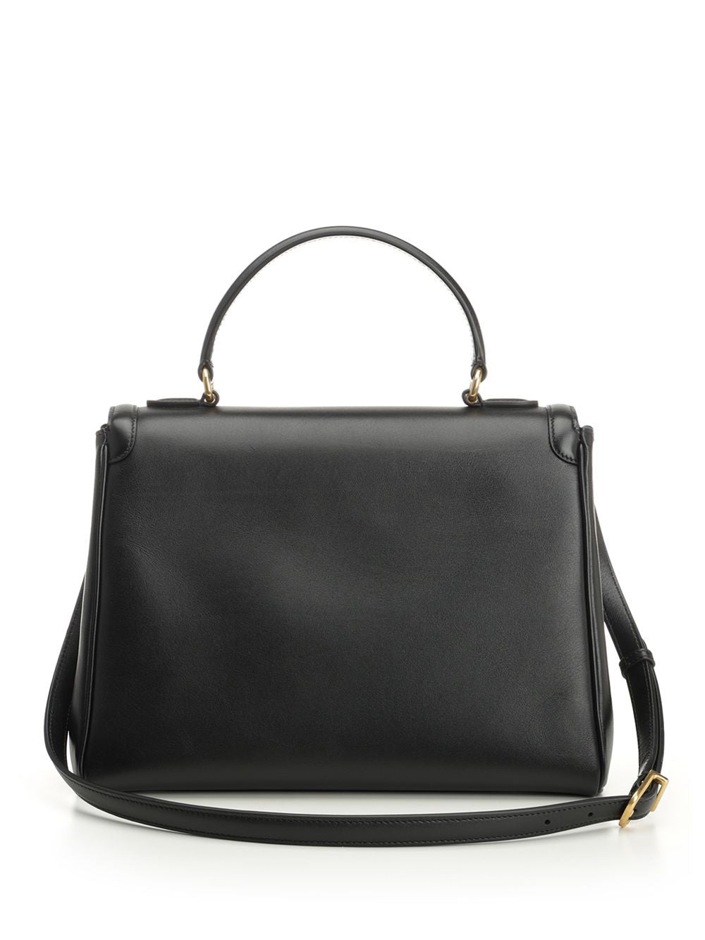 Top Handle Bag | 9to5 | Vit.Nappato Lucido/A.Brass Logo Handbags Black - 3
