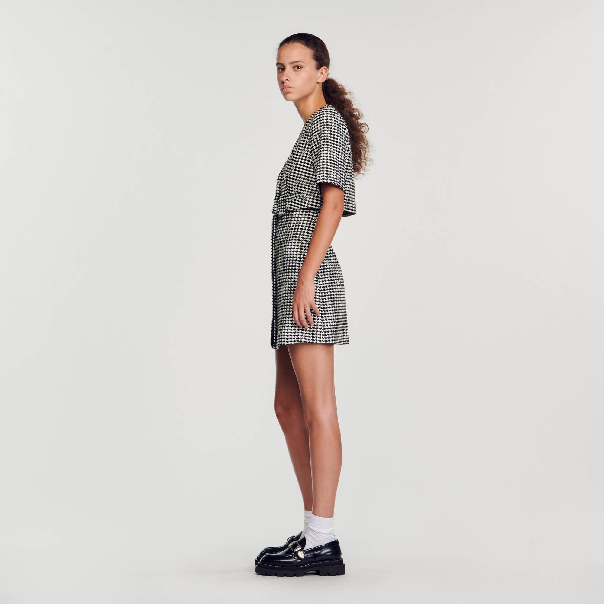 SHORT HOUNDSTOOTH TWEED DRESS - 7