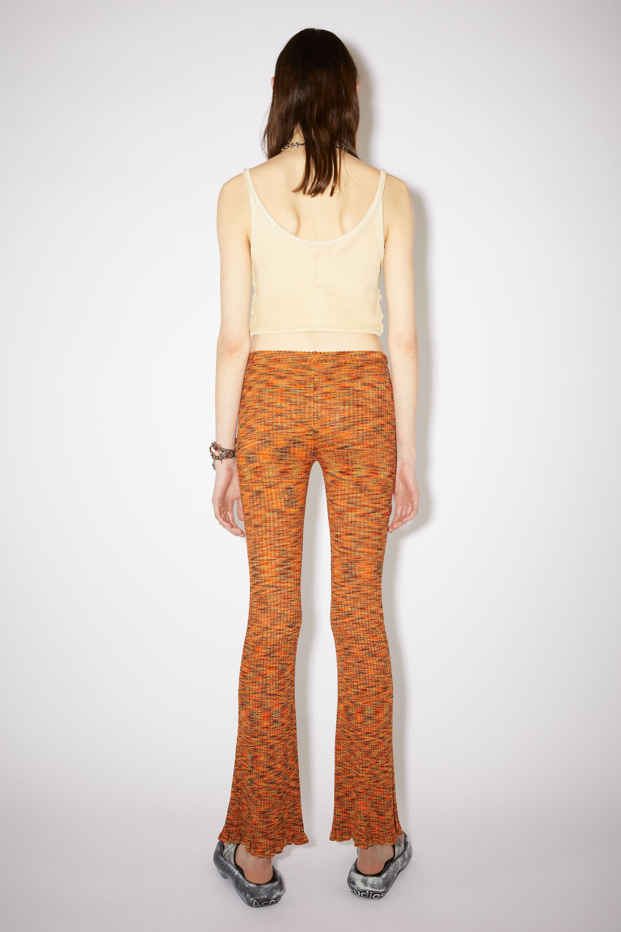 Ribbed flared trousers - Orange/multi - 3