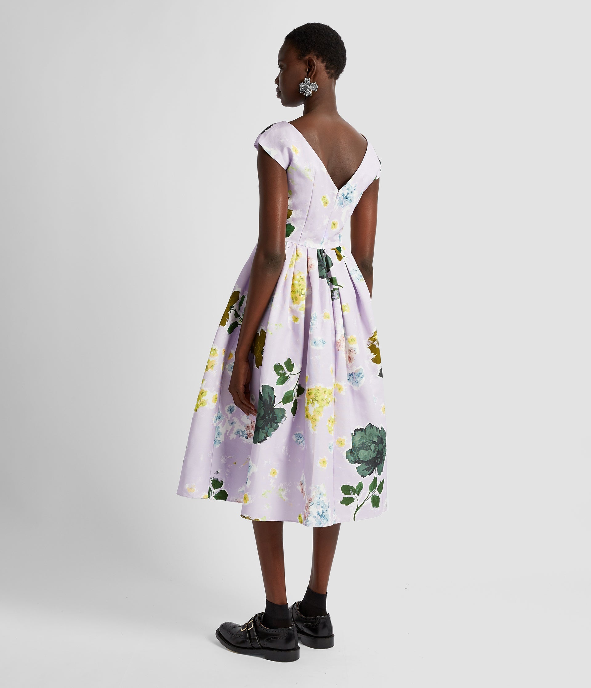 BOAT NECK FULL SKIRT MIDI DRESS - 3