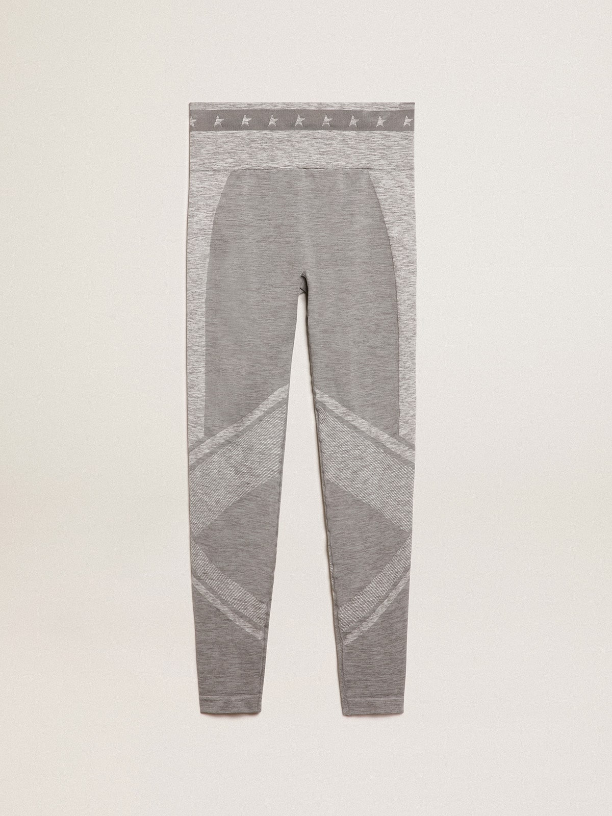 Women’s gray melange leggings with mixed stitching - 1