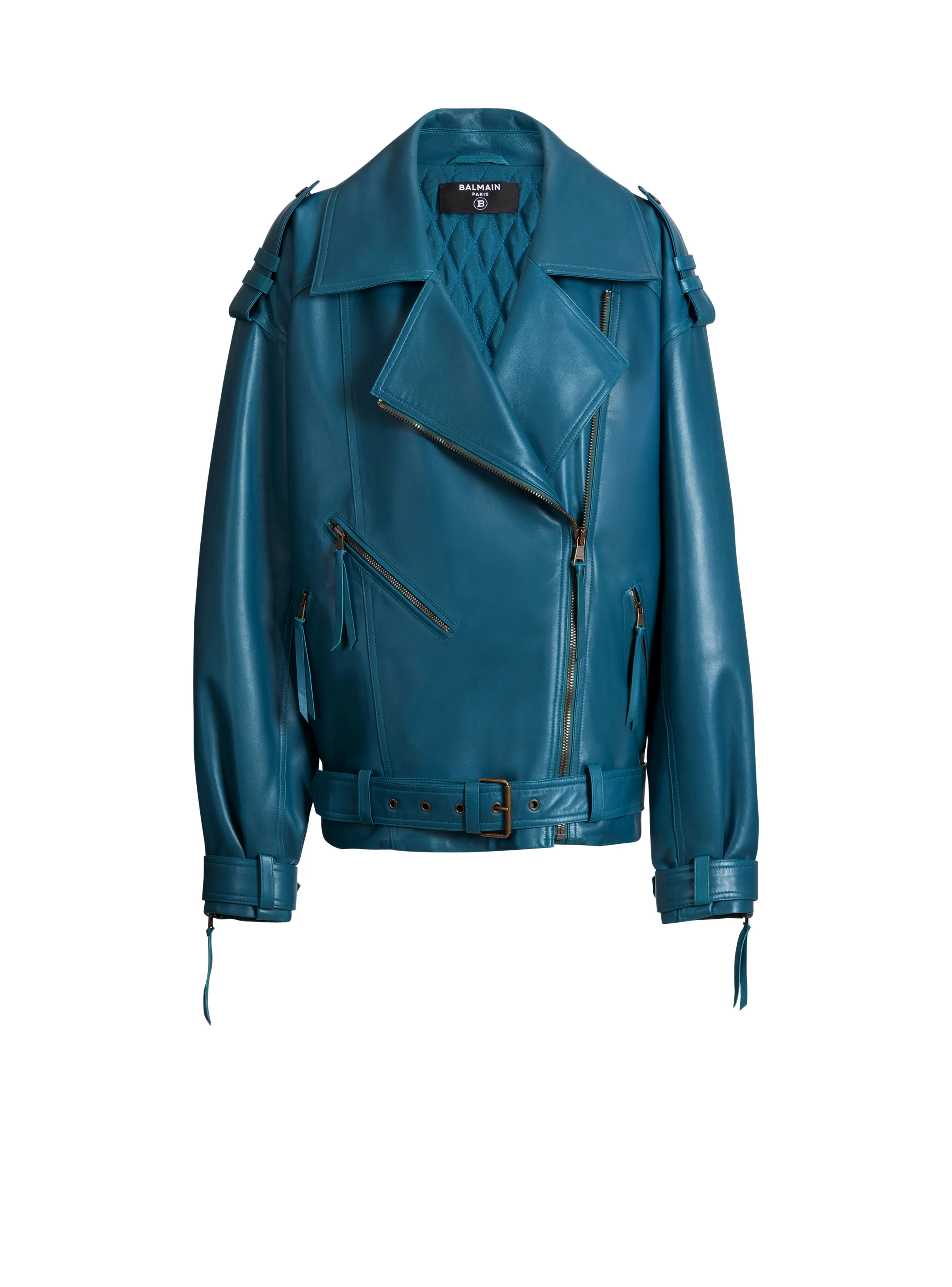 Lambskin leather biker jacket - 1
