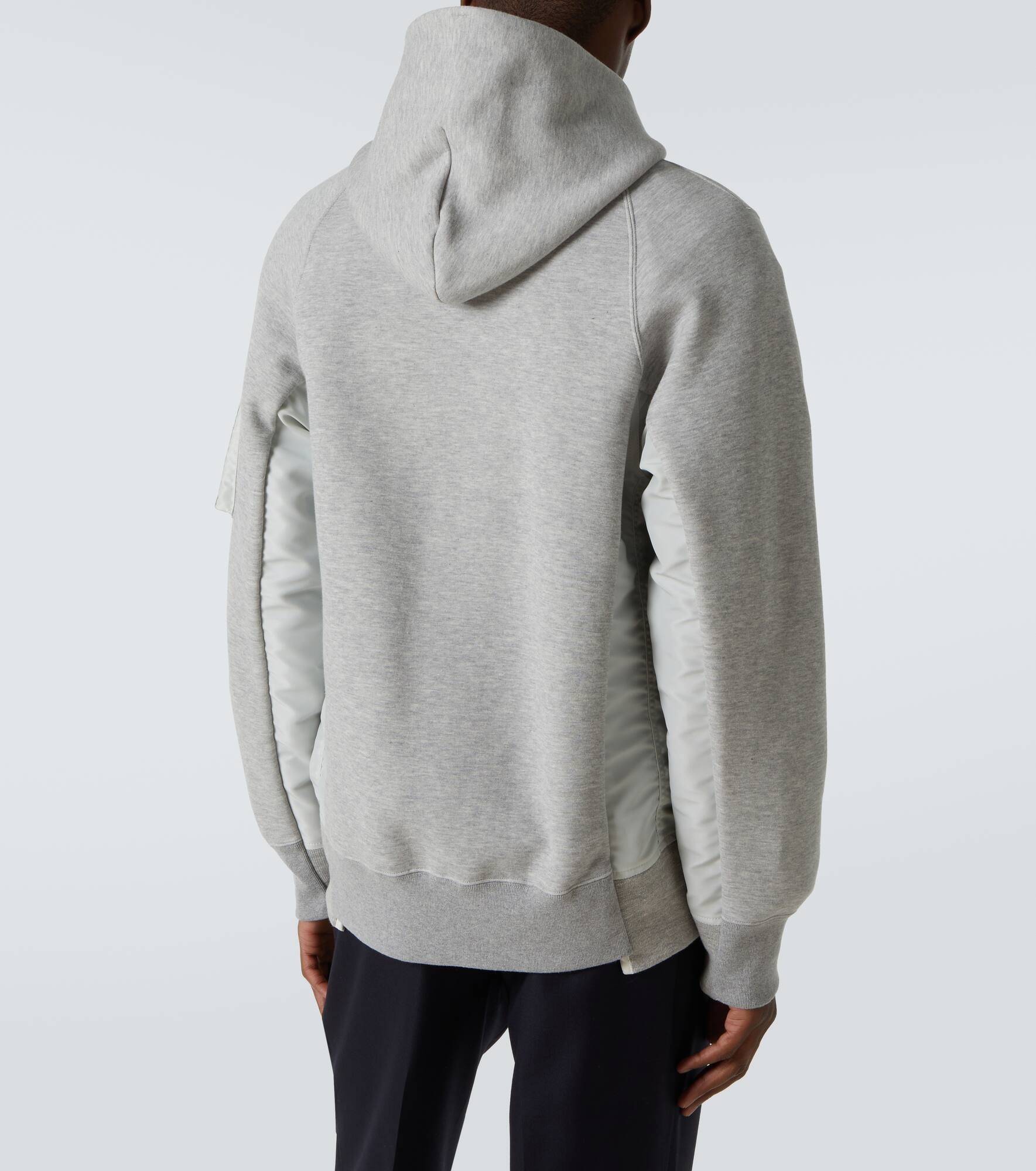 Cotton jersey and technical twill hoodie - 4
