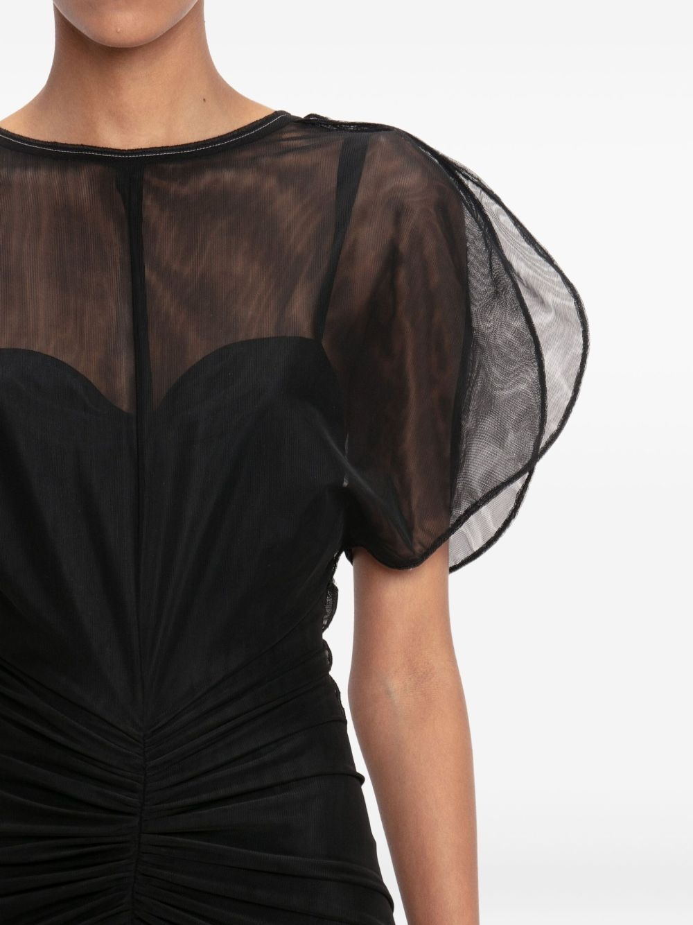 sheer-overlay dress - 5