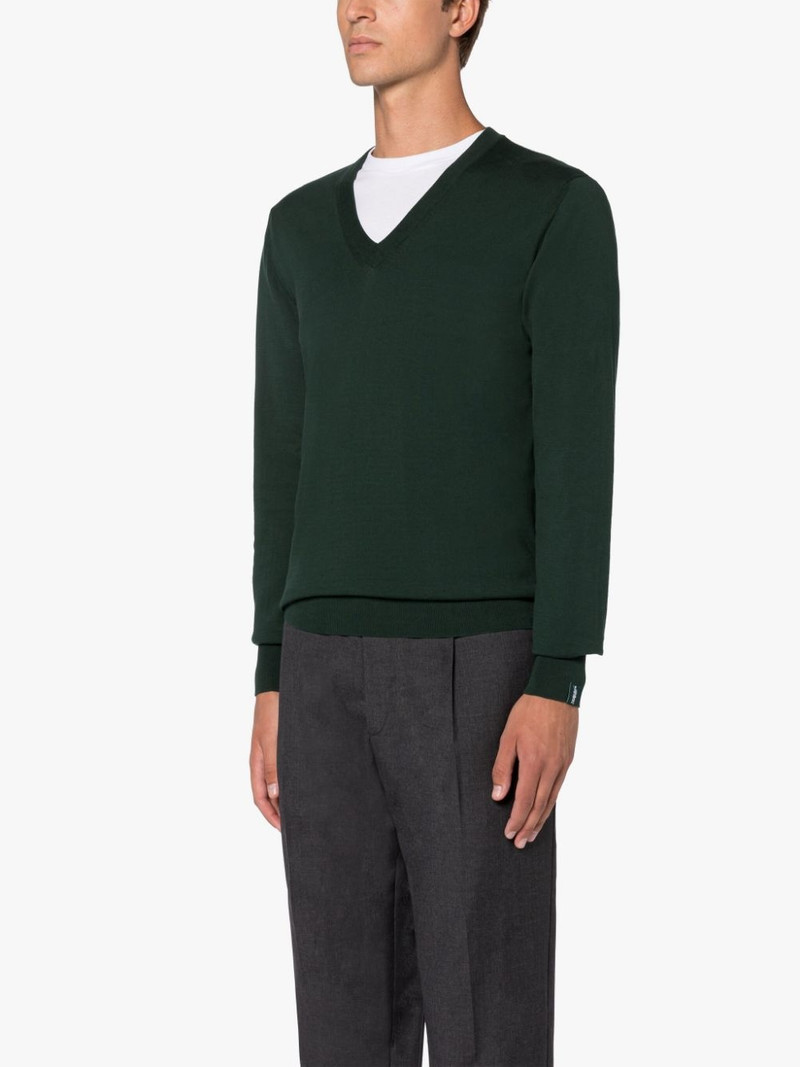 DEEP V NECK BOTTLE GREEN COTTON SWEATER 3