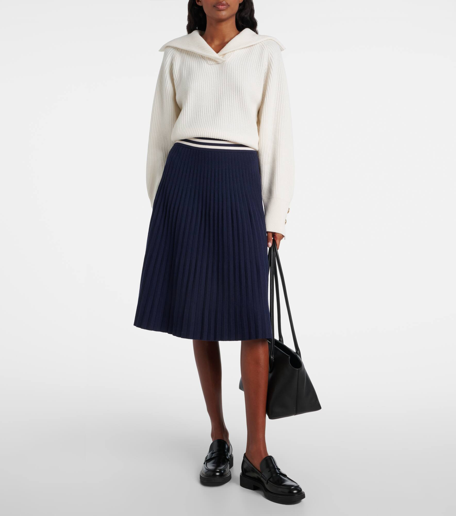 Plissé wool-blend midi skirt - 2